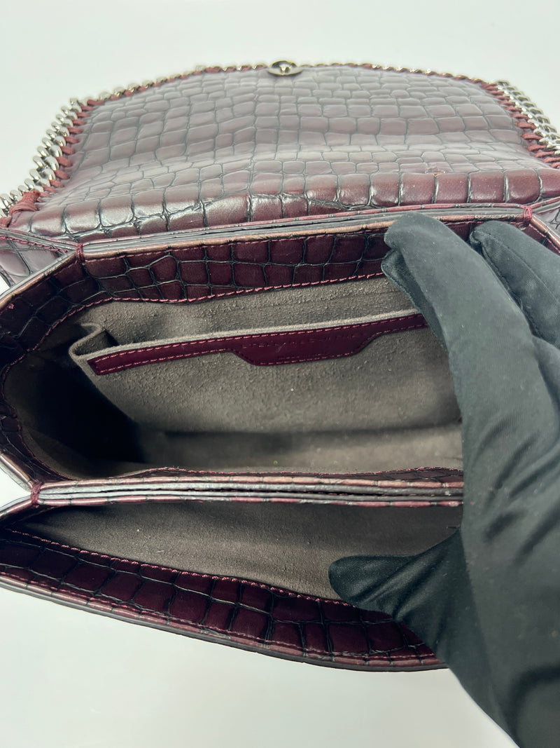 Stella McCartney Brown Croc Embossed Box Shoulder Bag
