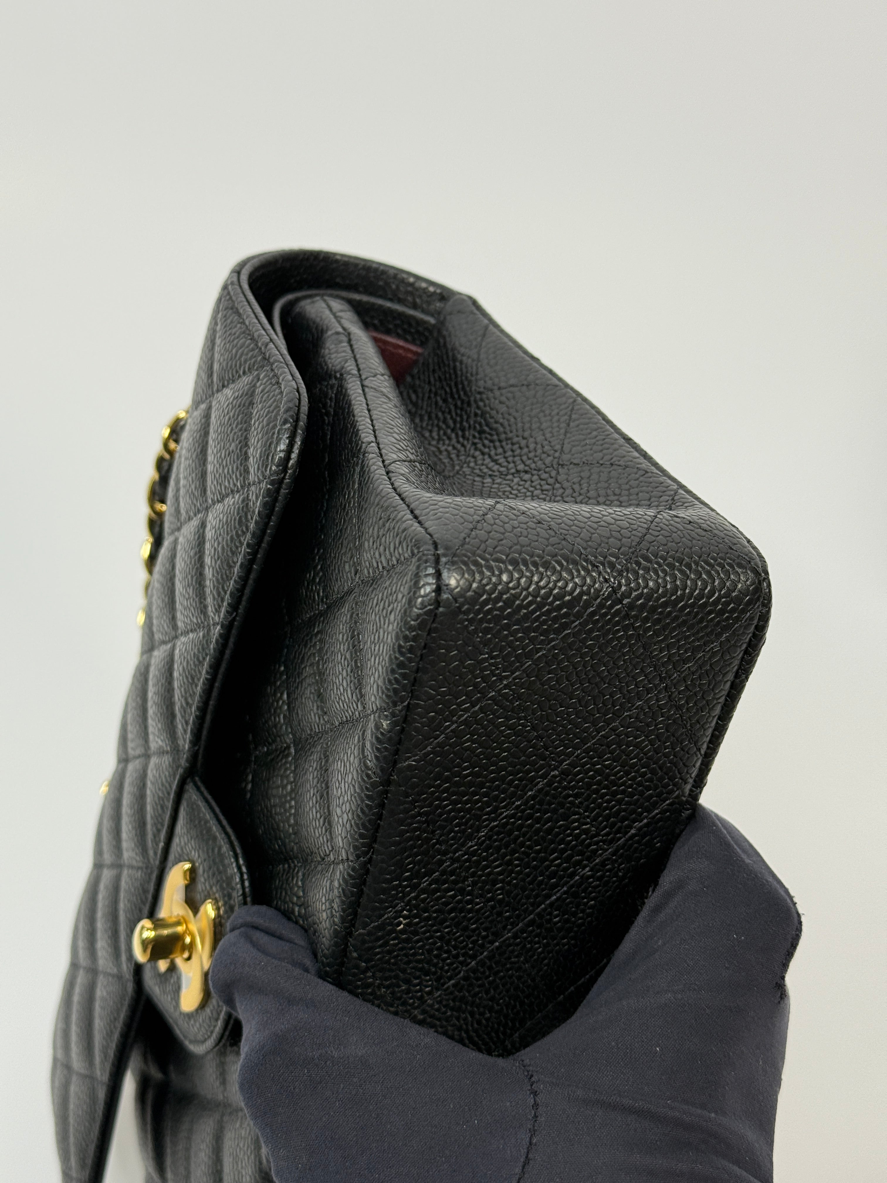 Chanel Small Classic Double Flap In Black Caviar Leather With GHW