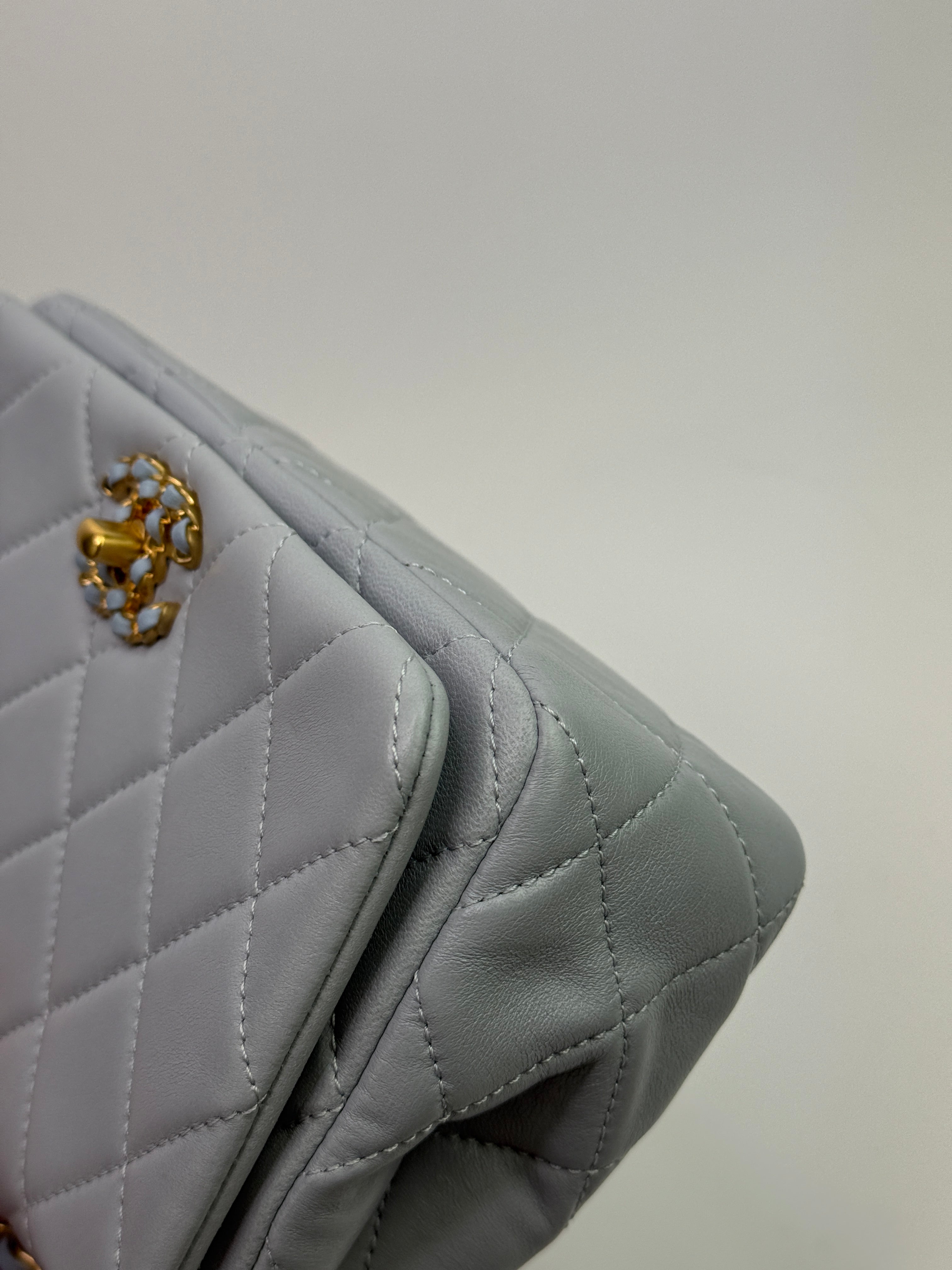 Chanel Seasonal Flap In Gris Clair Lambskin With GHW