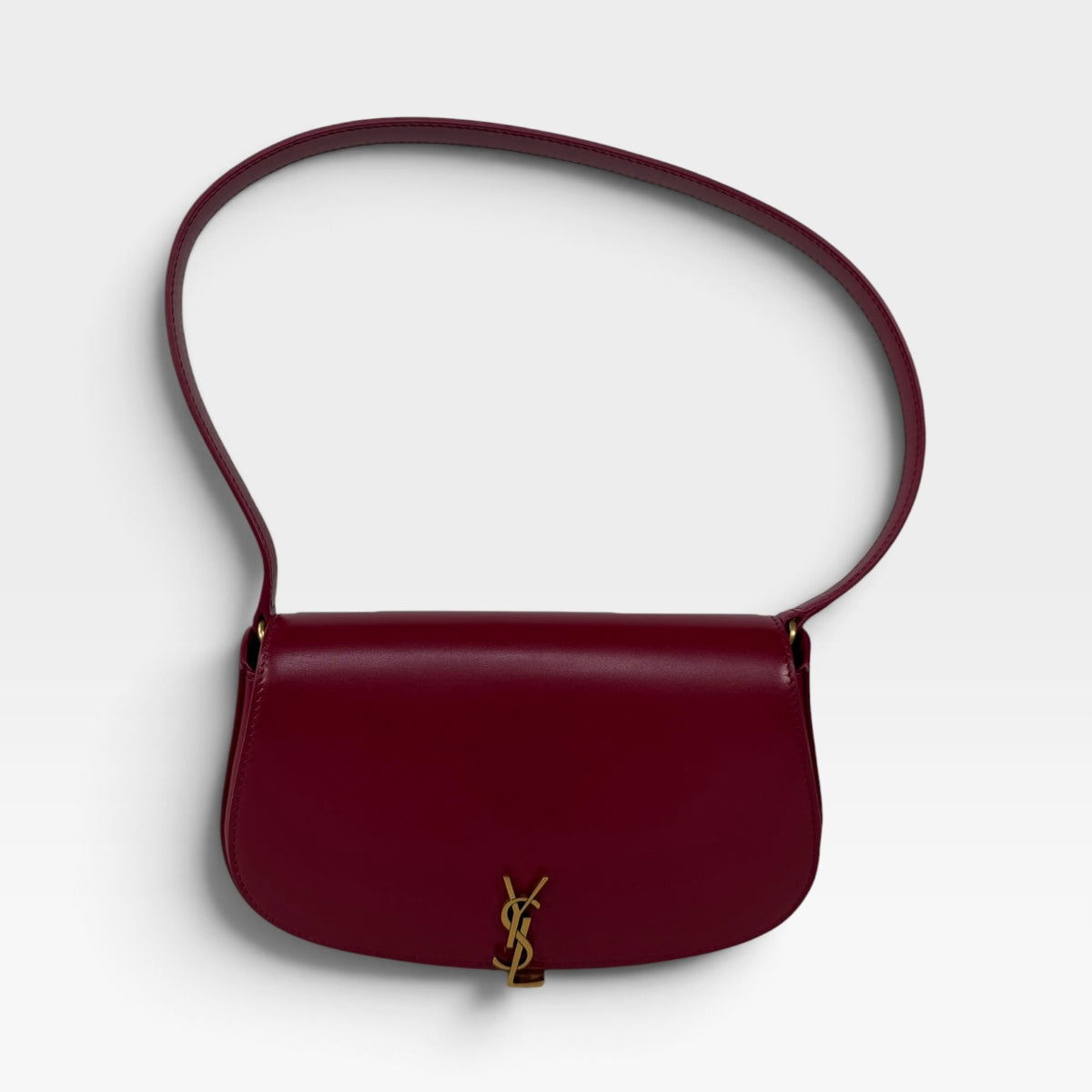 Saint Laurent Demi-Lune In Cherry Leather With Gold Hardware 100% authentic and preloved in excellent condition