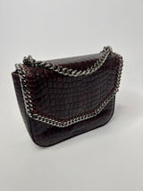 Stella McCartney Brown Croc Embossed Box Shoulder Bag