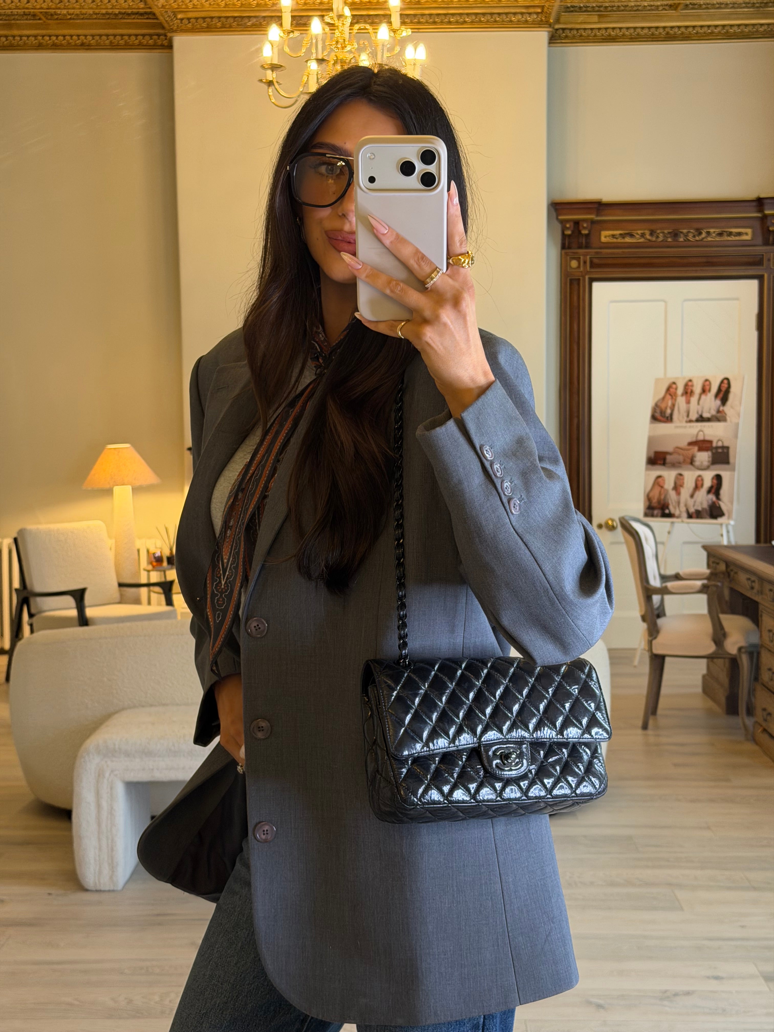 Chanel Medium So Black Calfskin Leather Classic Double Flap In Very Good Condition. Authentic and preloved. 100% Authenticity Guarantee.
