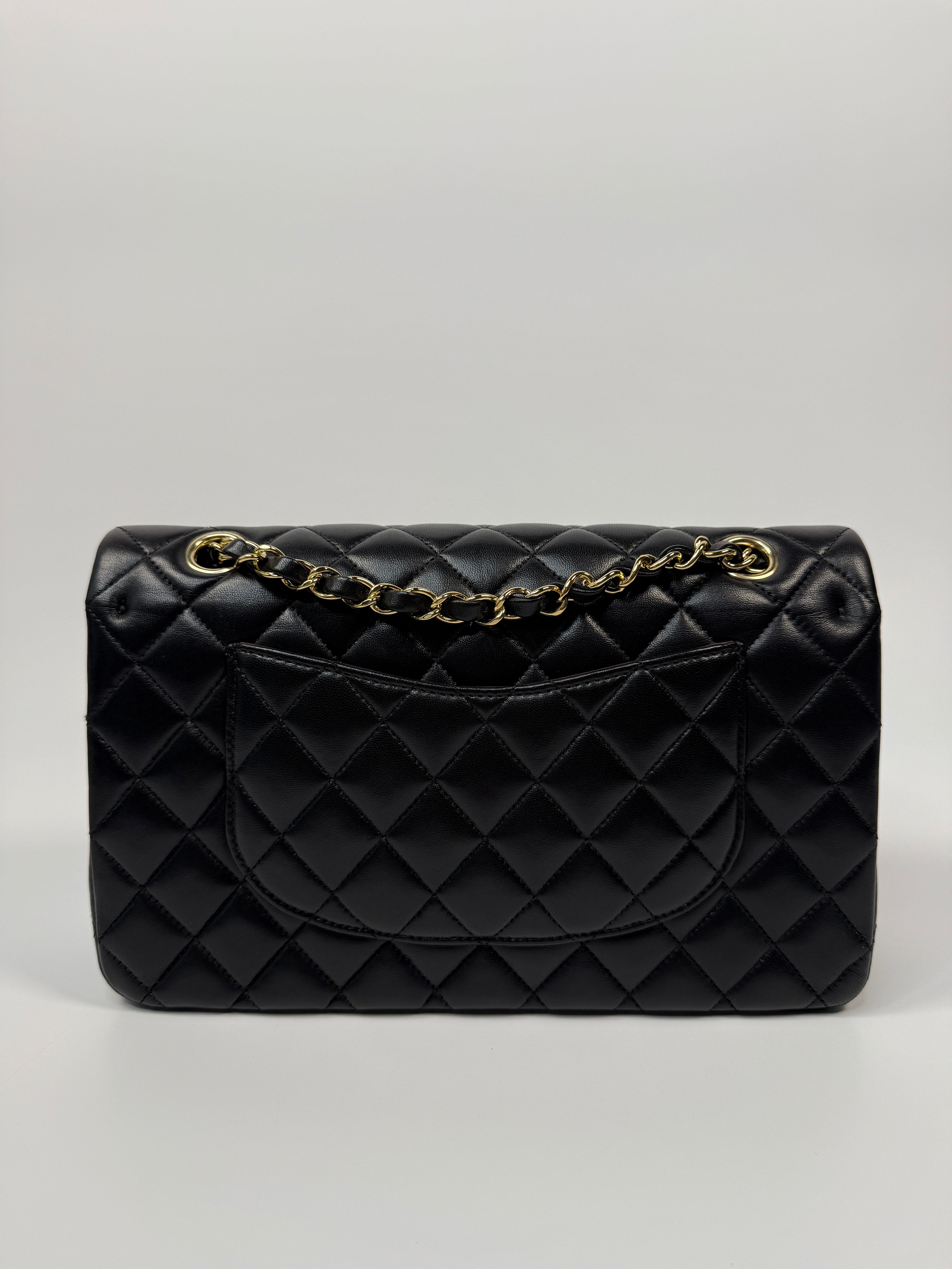 Chanel Medium Classic Double Flap Black Lambskin With Gold Hardware
Pre Loved & Authentic 