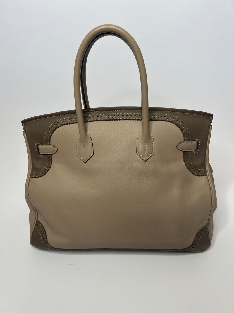 Hermès Argile And Etoupe Swift Birkin Ghillies 35