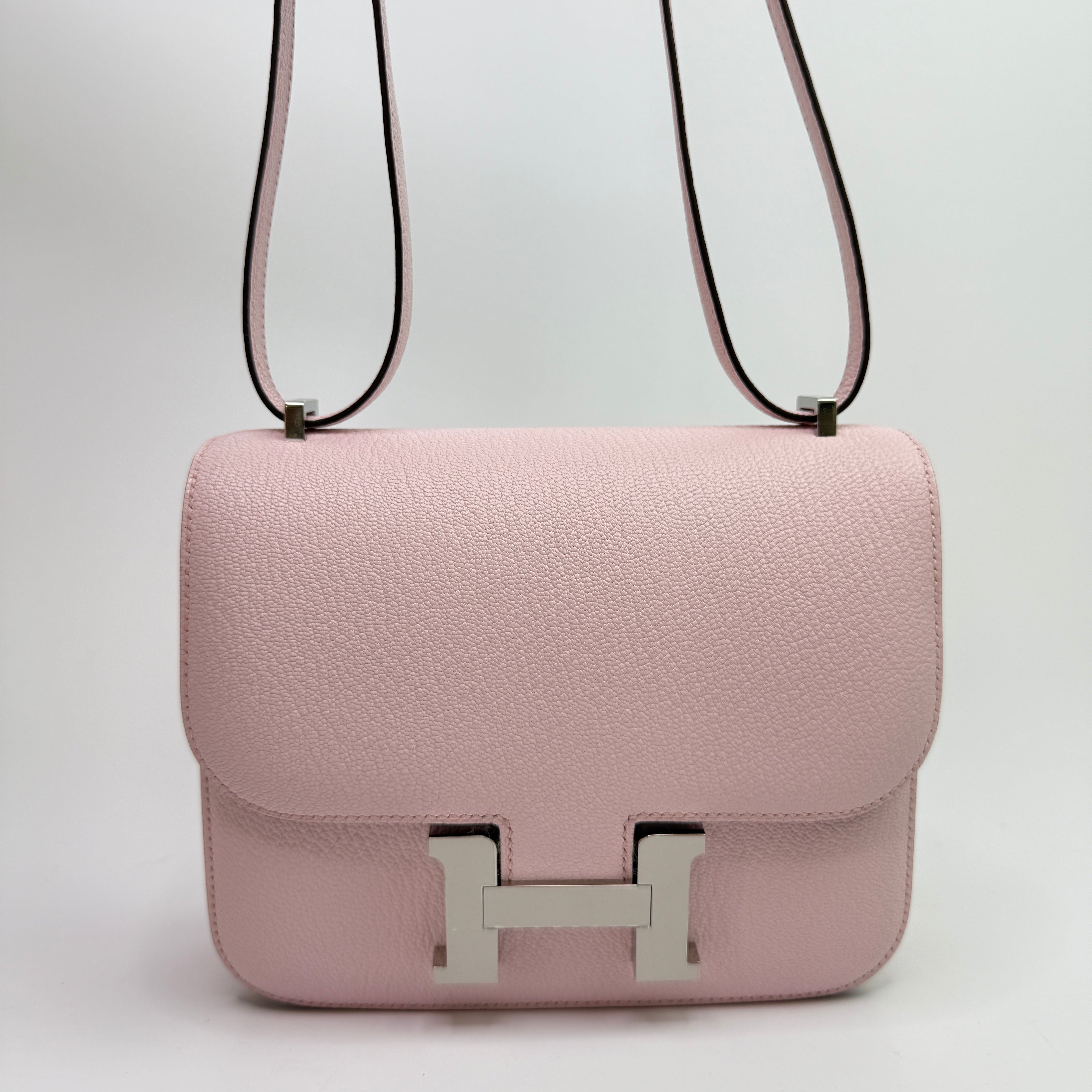Hermès Constance 18 In Rose Chèvre Leather With Palladium Hardware