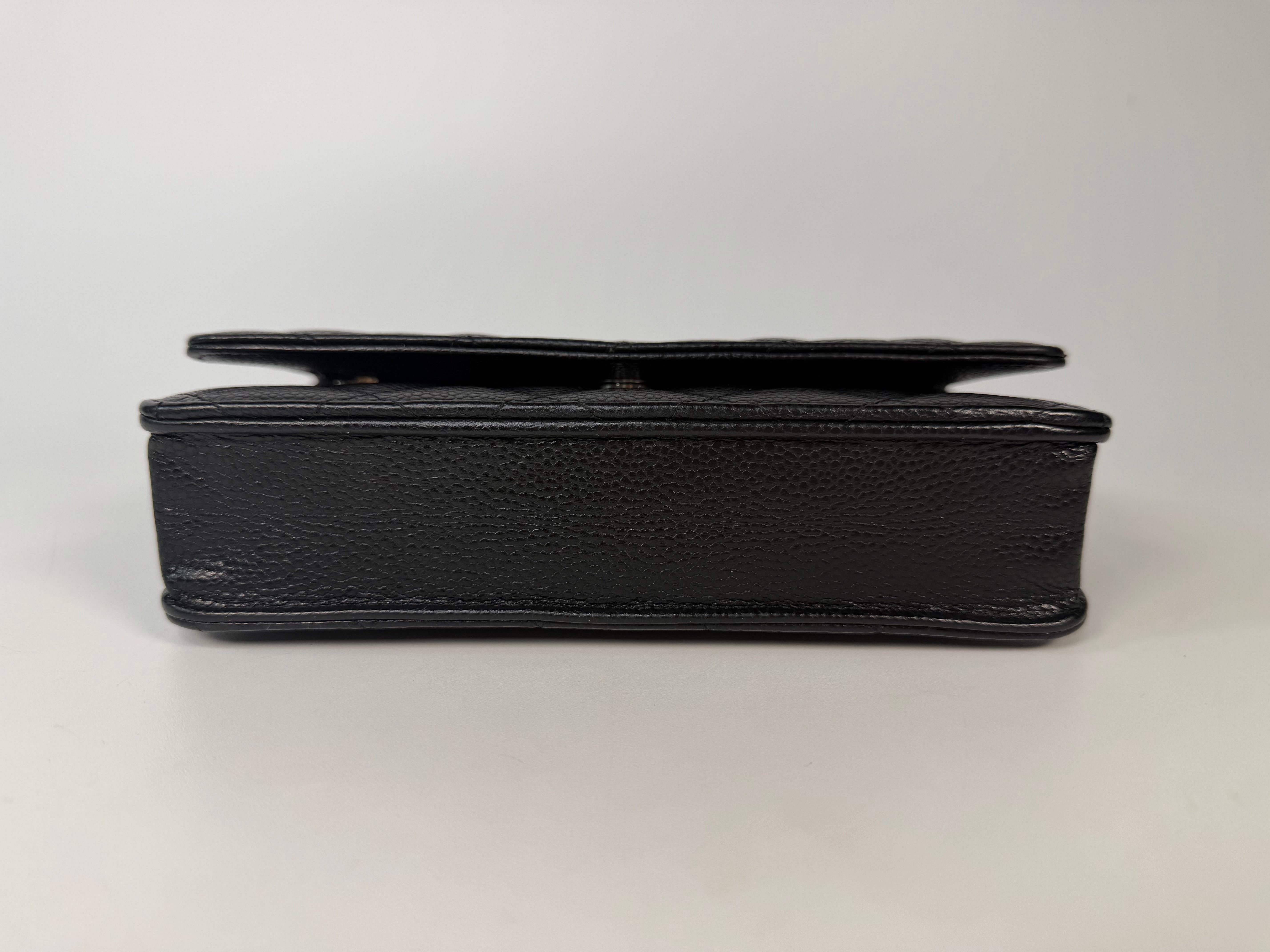 Chanel Wallet On Chain In Black Caviar With Silver Hardware in excellent condition 100% authentic and preloved