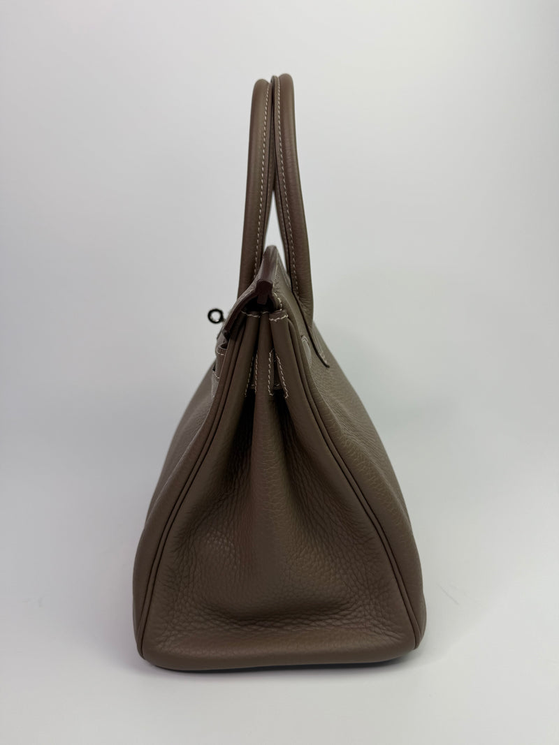 Hermès Birkin 30 In Etoupe Clemence Leather With PHW