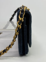 Chanel Denim Quilted 19 Wallet On Chain