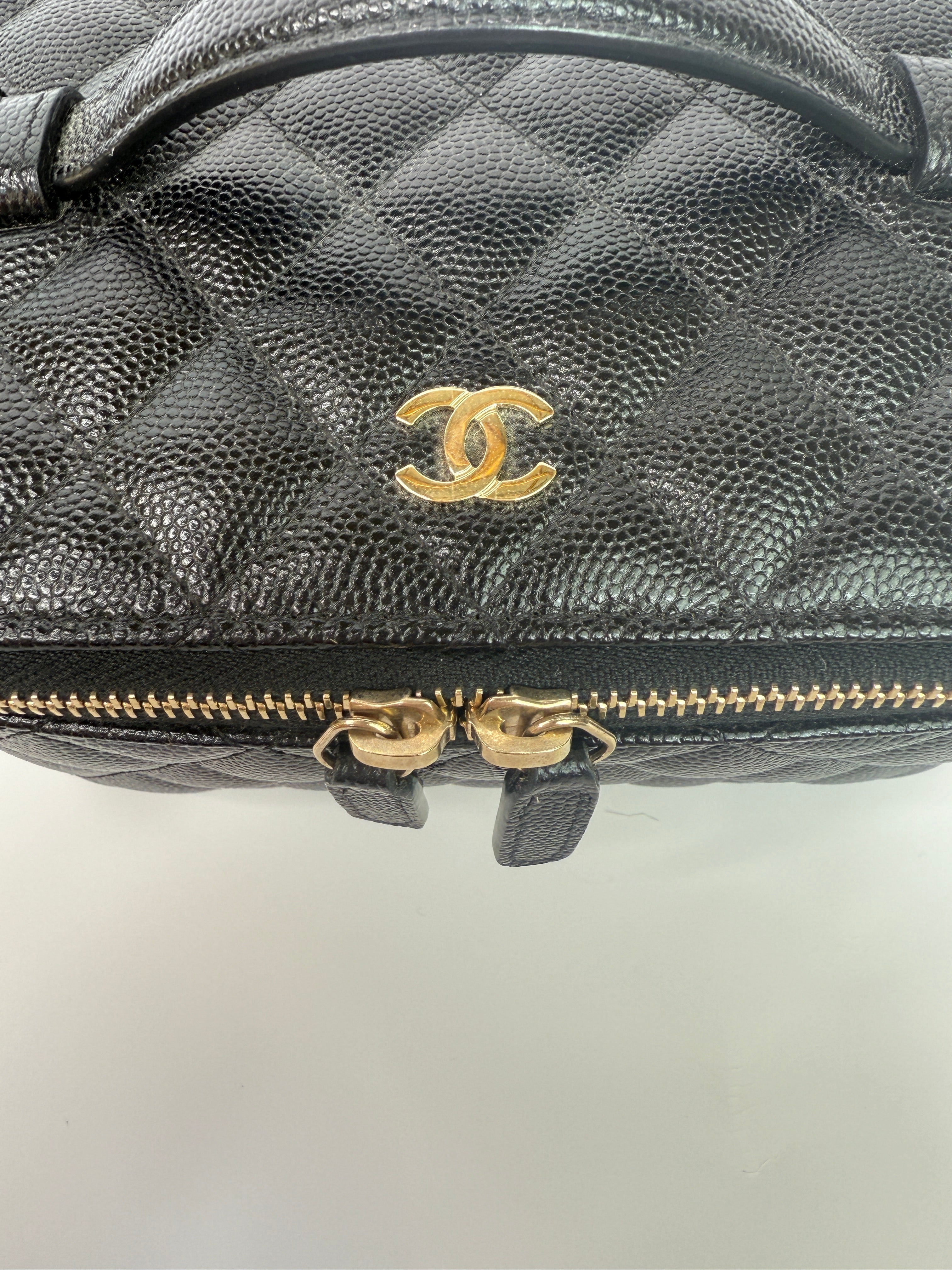 Chanel Vanity Case In Black Caviar Leather With GHW