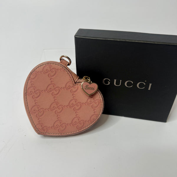 Gucci Pink Heart Guccissima Coin Purse