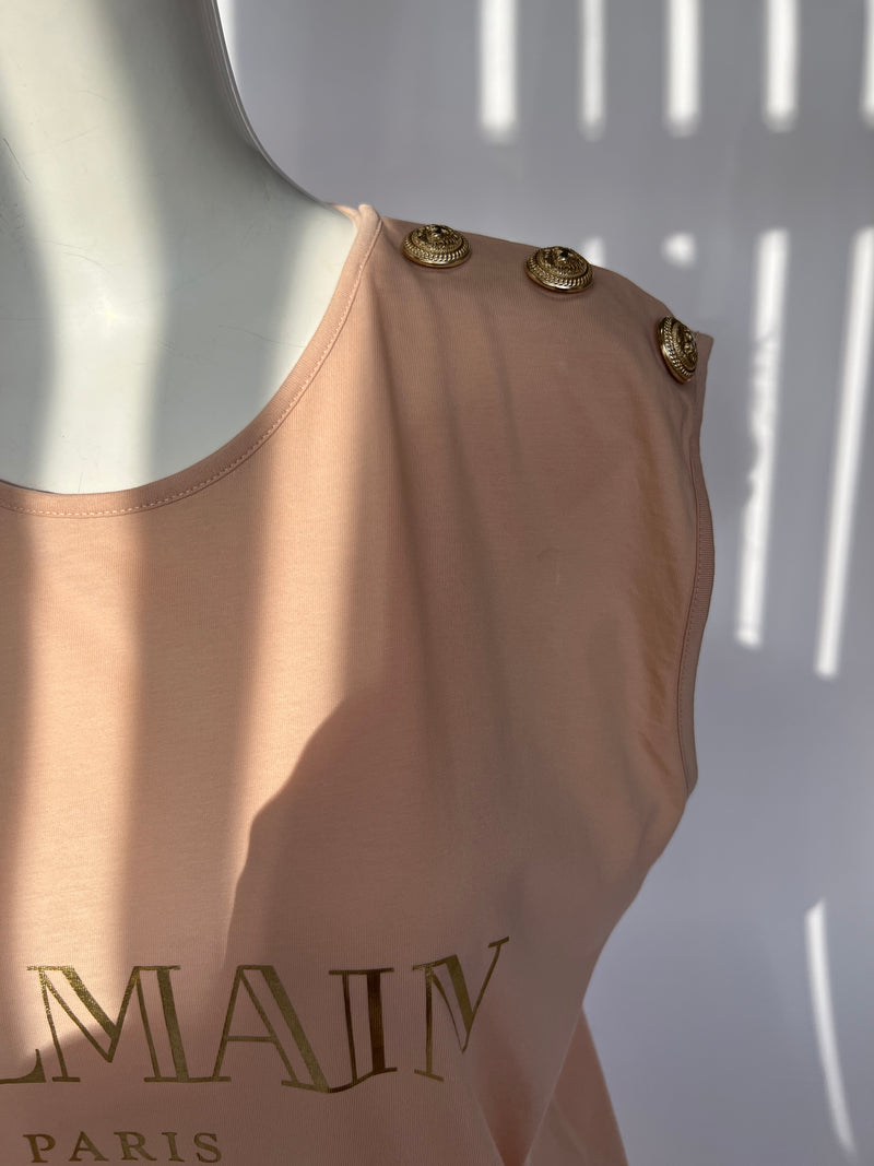 Balmain Logo Tank Tee  (Size 40 / UK 12)