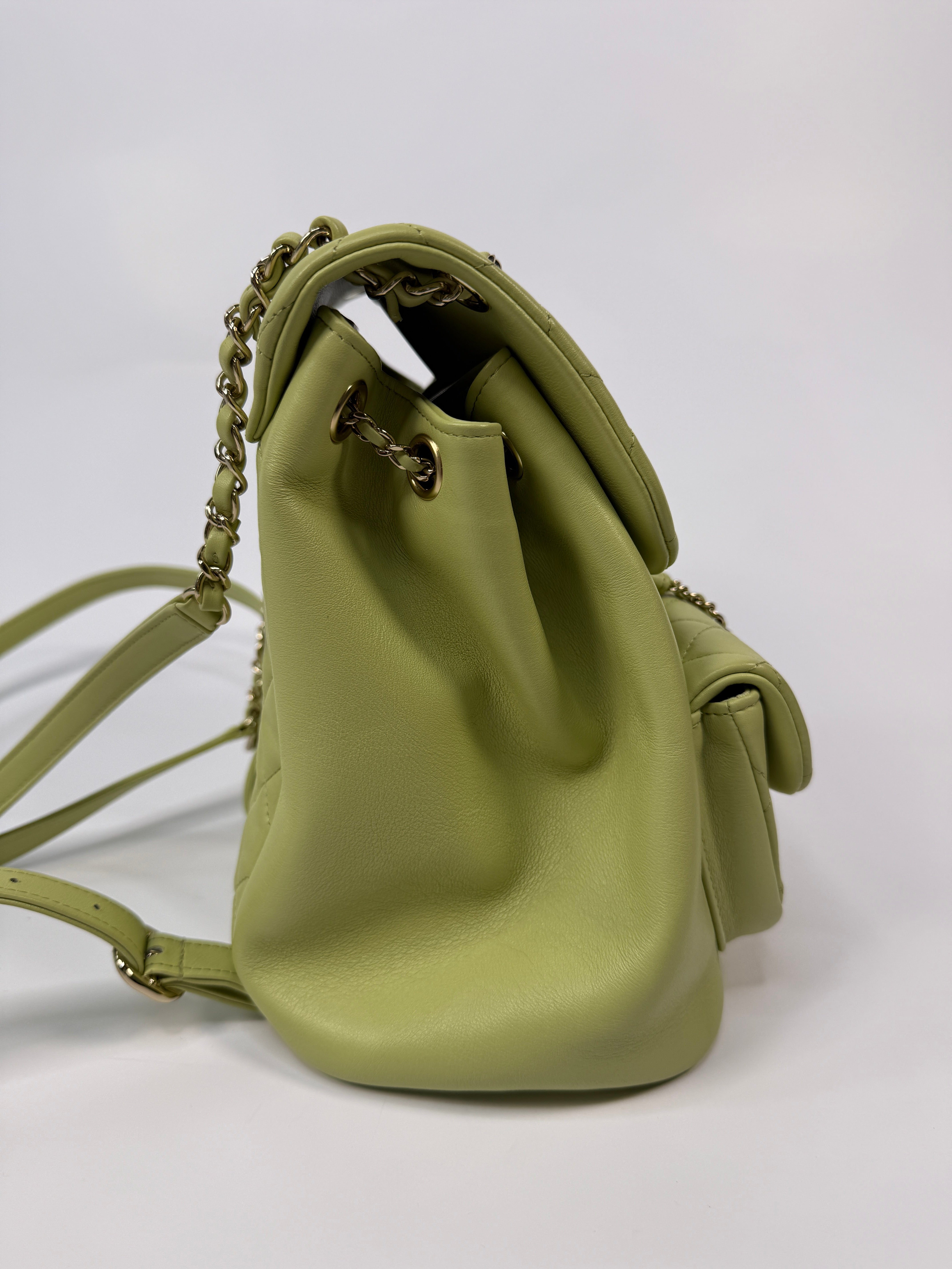 Chanel Duma Backpack In Green Calfskin Leather With Pale Gold Hardware
Pre Loved & Authentic 