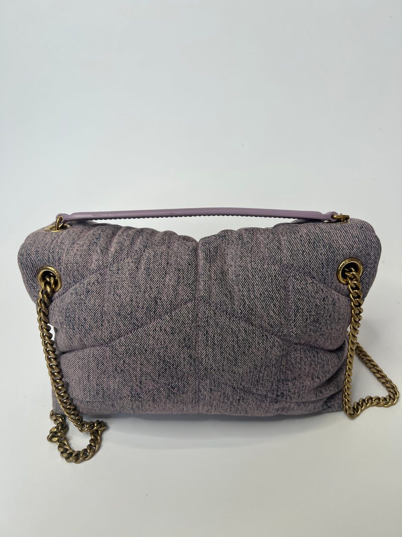 Saint Laurent Puffer Denim Shoulder Bag