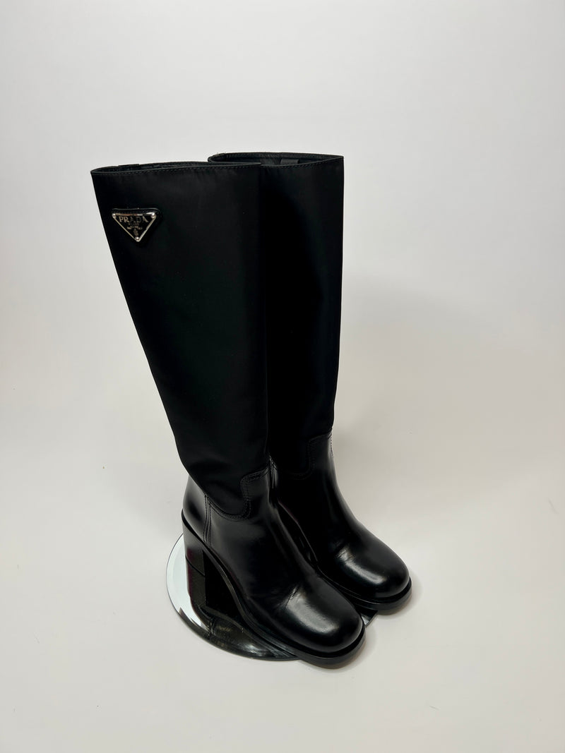 Prada Nylon Knee Boots (Size 36.5 /UK 3.5)