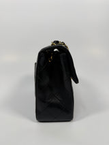 Chanel Black Square Vintage Flap Bag In Lambskin With GHW