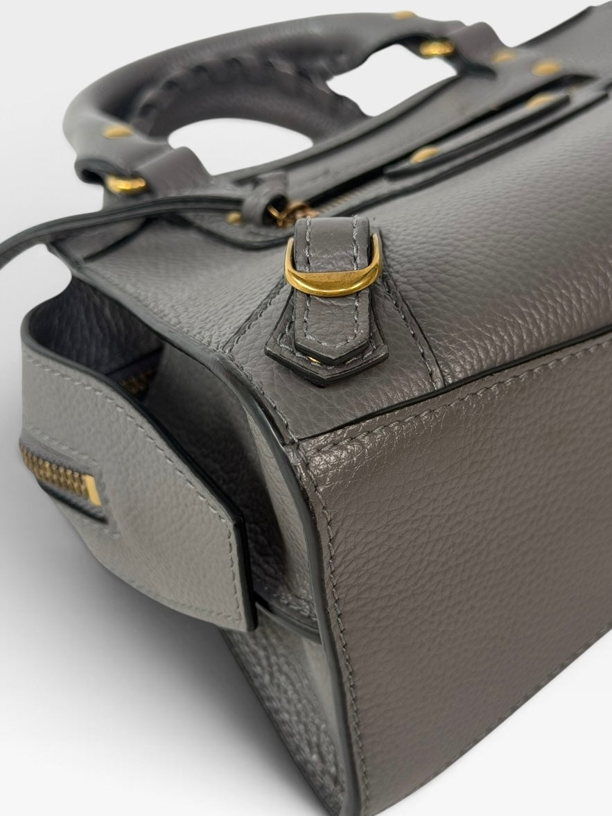 Balenciaga Neo Mini City Bag In Grey With Gold Hardware. 100% authentic and preloved in excellent condition