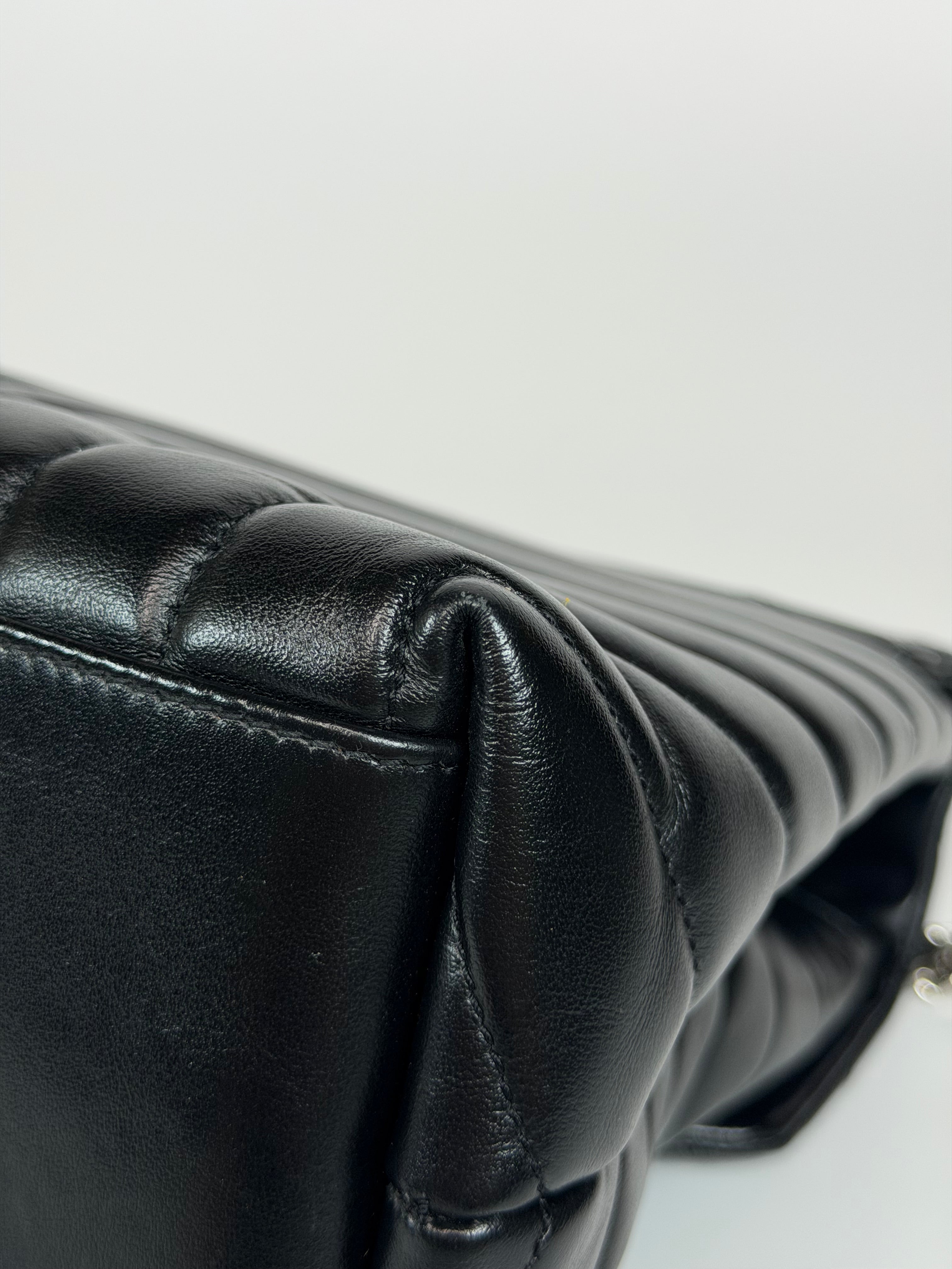 Saint Laurent LouLou In Black Chevron Leather With Silver Hardware. Authentic and preloved in excellent condition. Insured next day delivery. Verified by luxe cheshire
