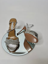 Aquazzura Silver Crystal Twist Heels (Size 38.5/UK 5.5)
