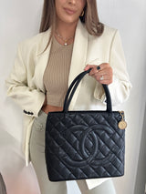 Chanel Caviar Leather black Medallion Tote