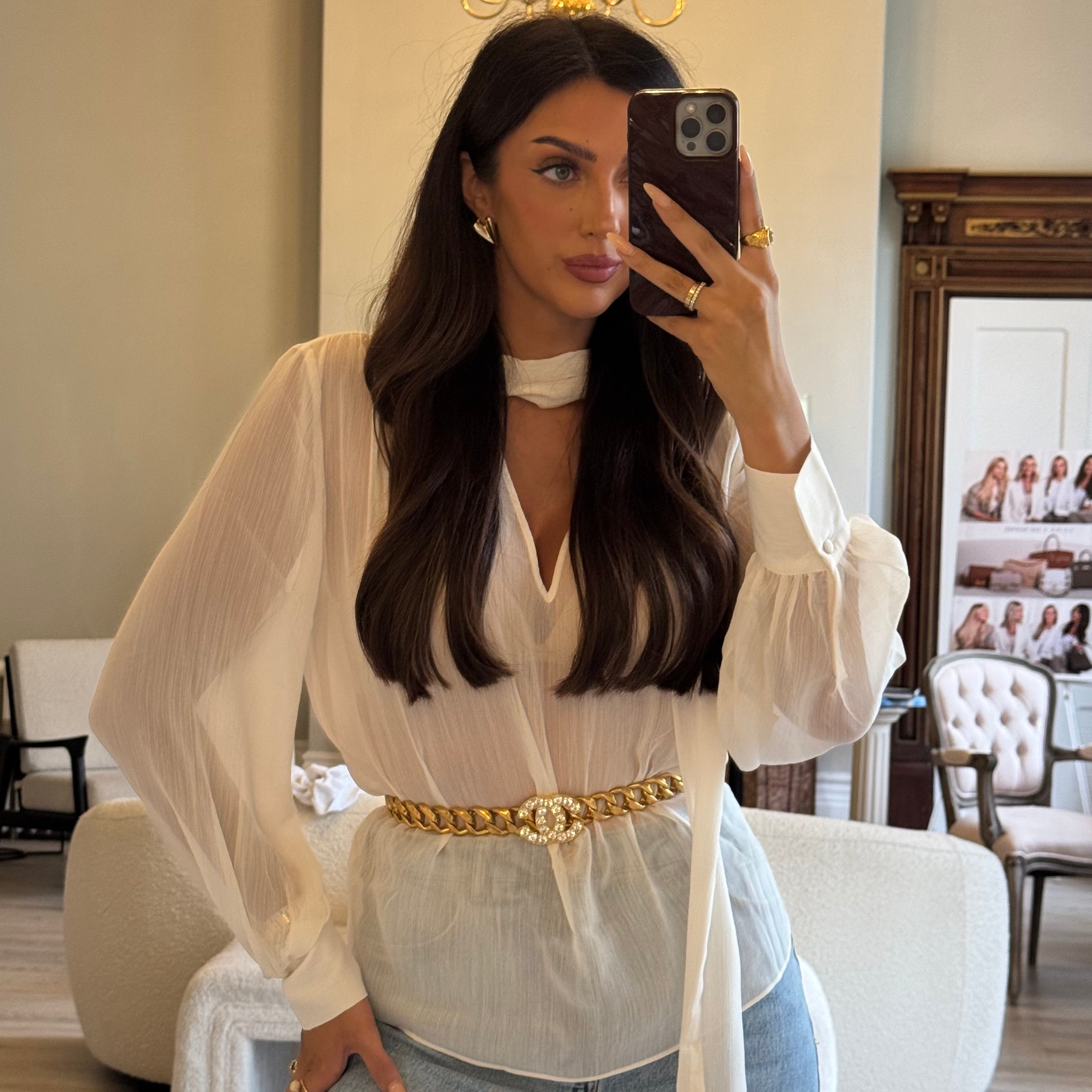 Chanel 1995 CC Rhinestone-Embellished Chain Belt