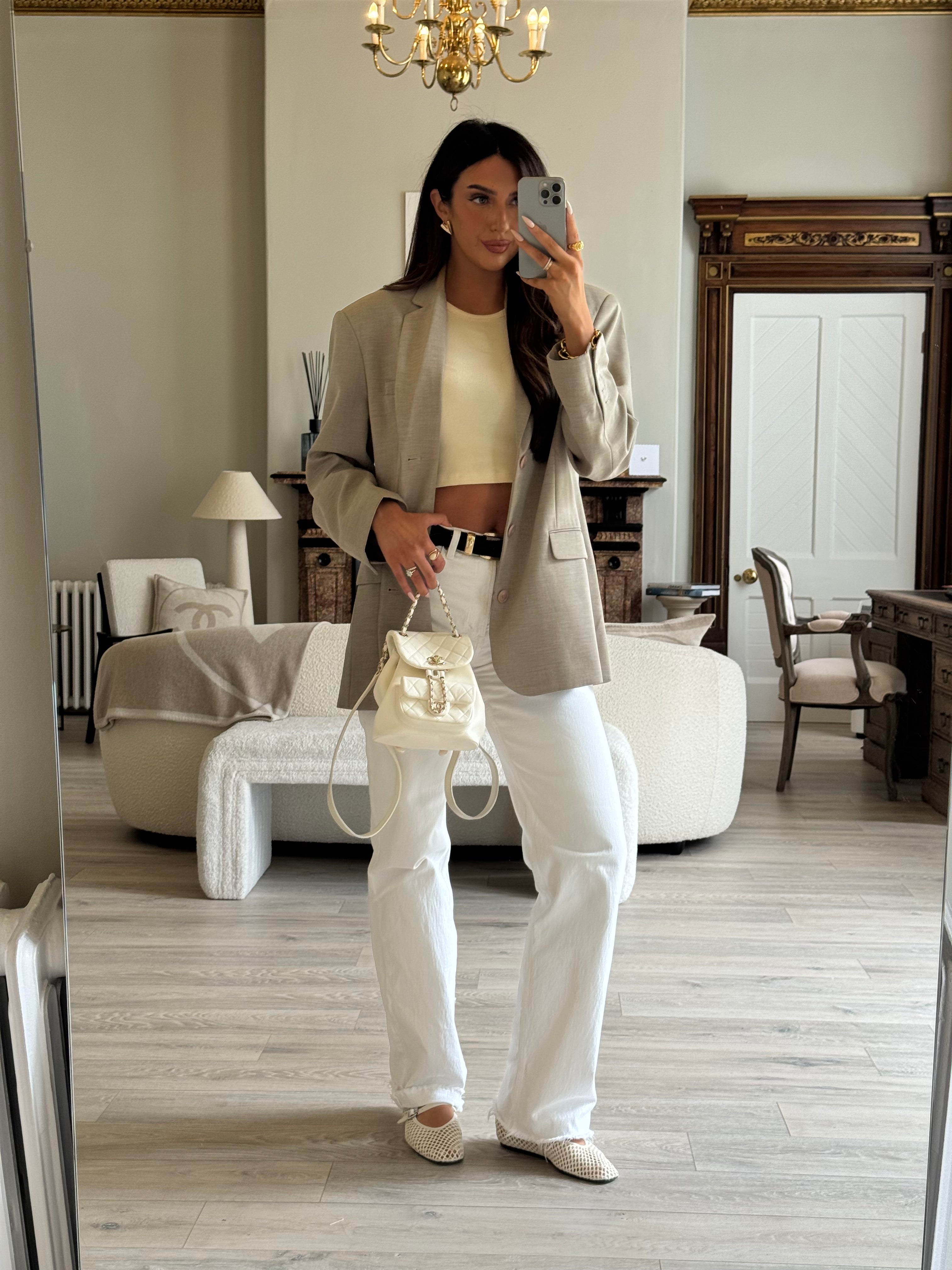 Chanel Duma Backpack In White Calfskin Leather With PGHW