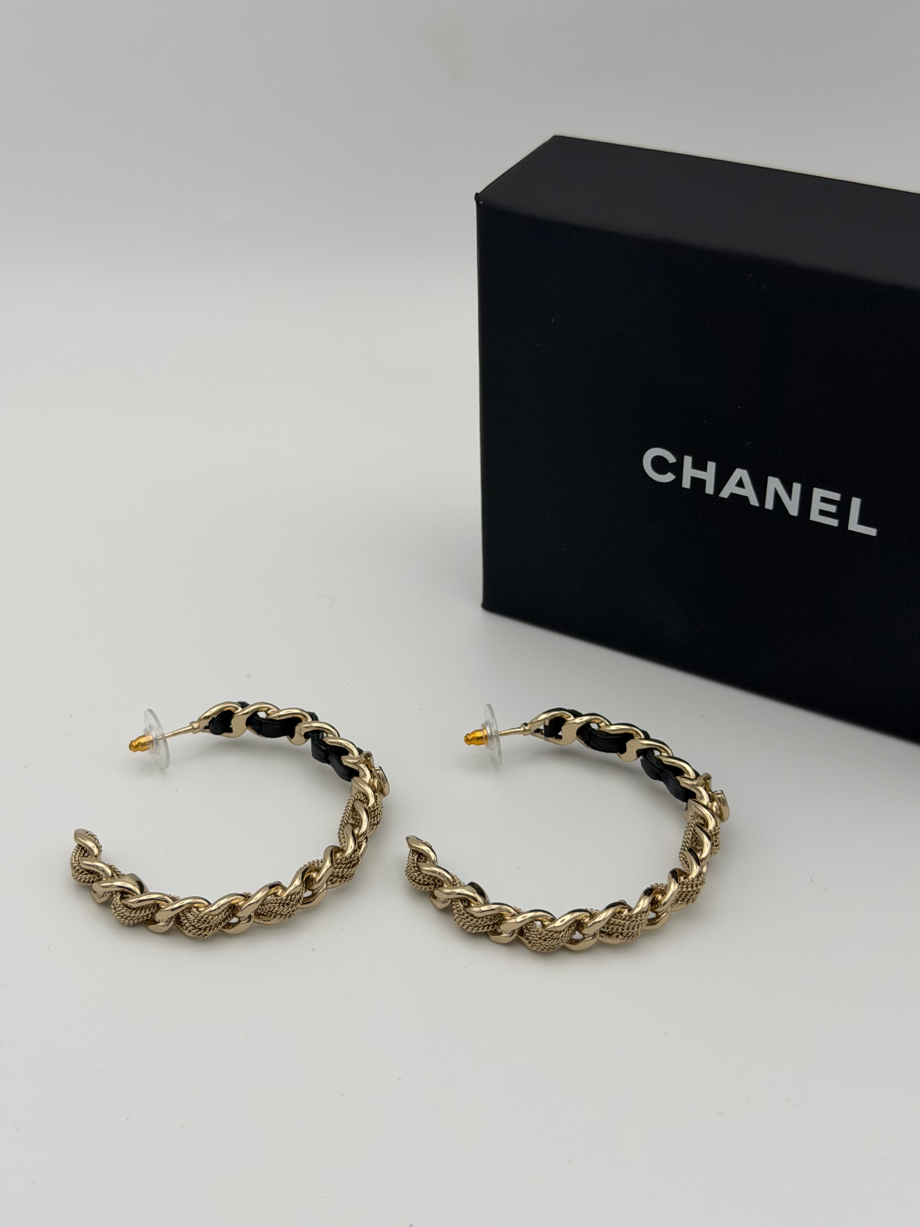 Chanel Statement Hoop Earrings In Gold-Tone Metal 100% authentic and preloved in excellent condition