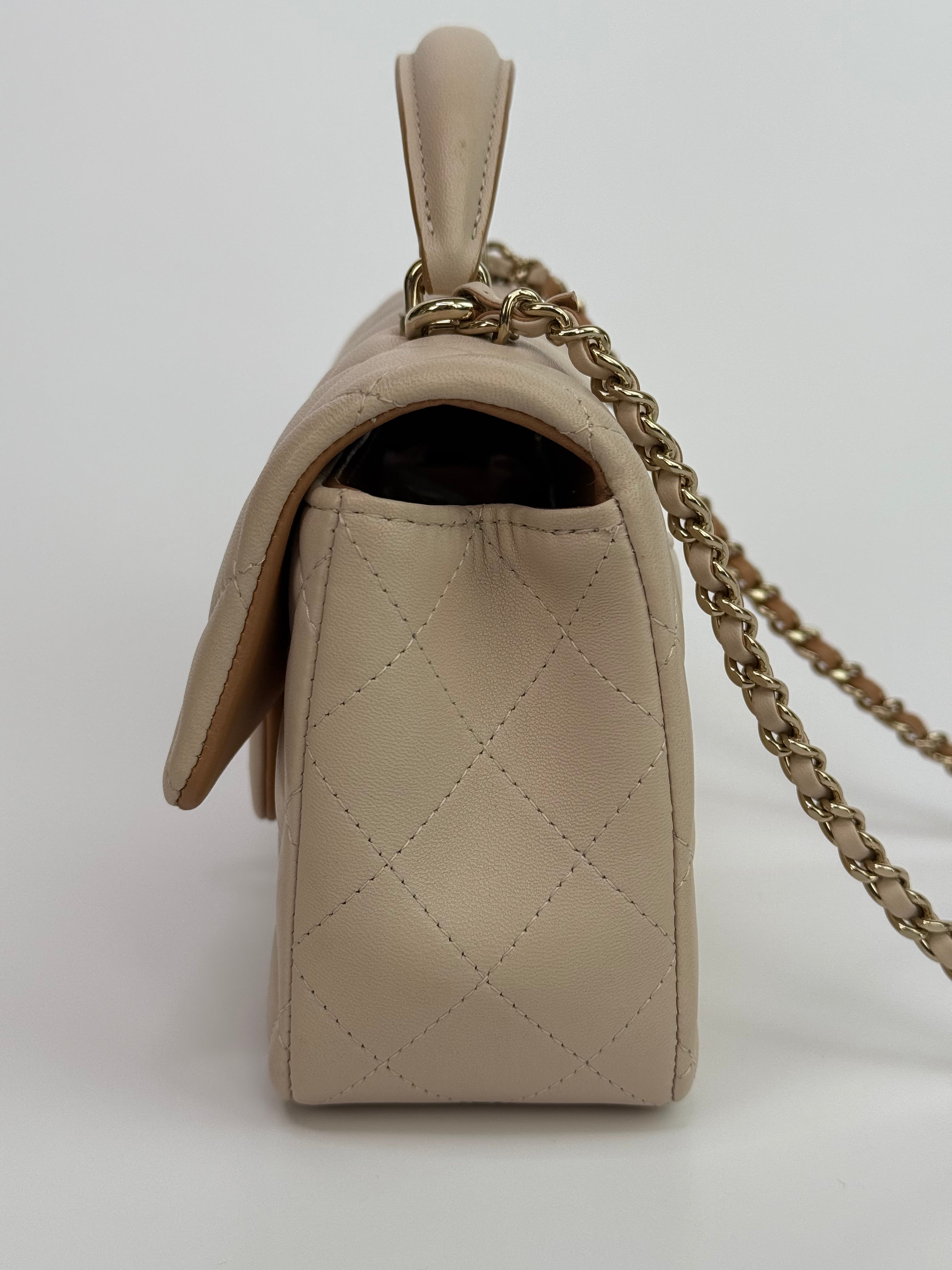 Chanel Quilted Bi-Color Top Handle Rectangular Flap