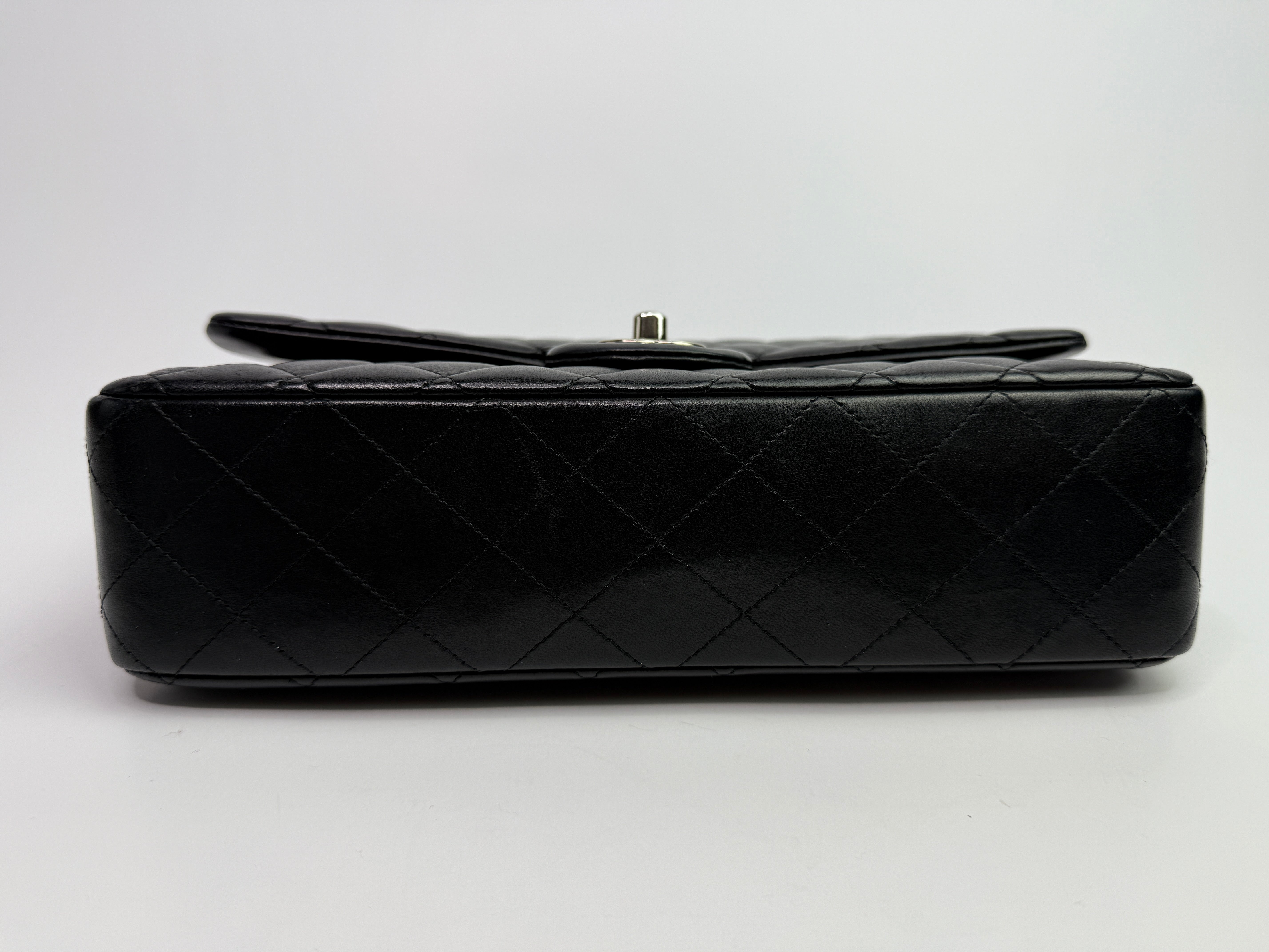 Chanel Medium Classic Double Flap Black Lambskin With Silver Hardware
Pre Loved & Authentic 