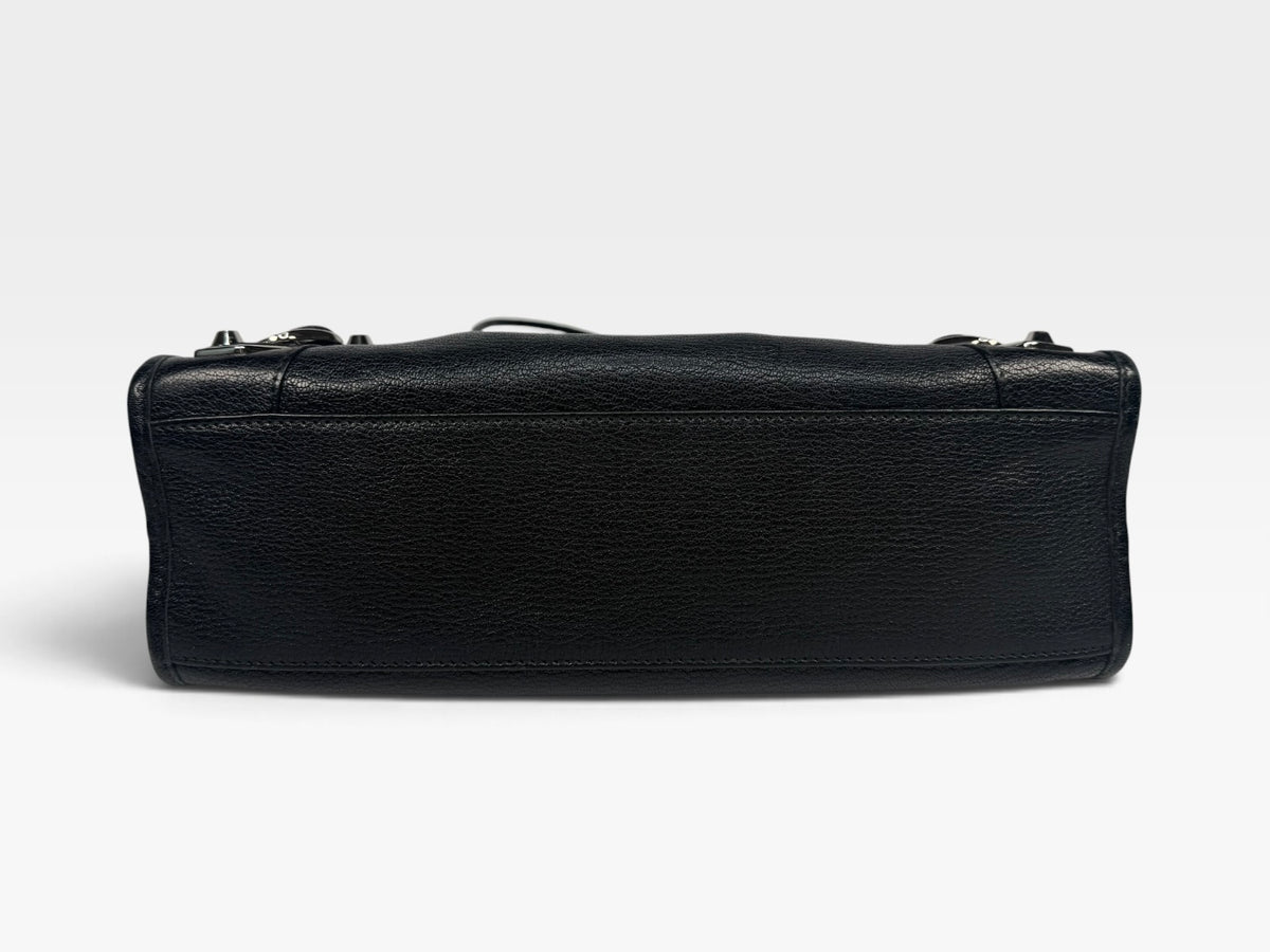 Balenciaga Le City Small Bag In Black Lambskin With Silver Hardware. 100% authentic and pre loved in excellent condition. 