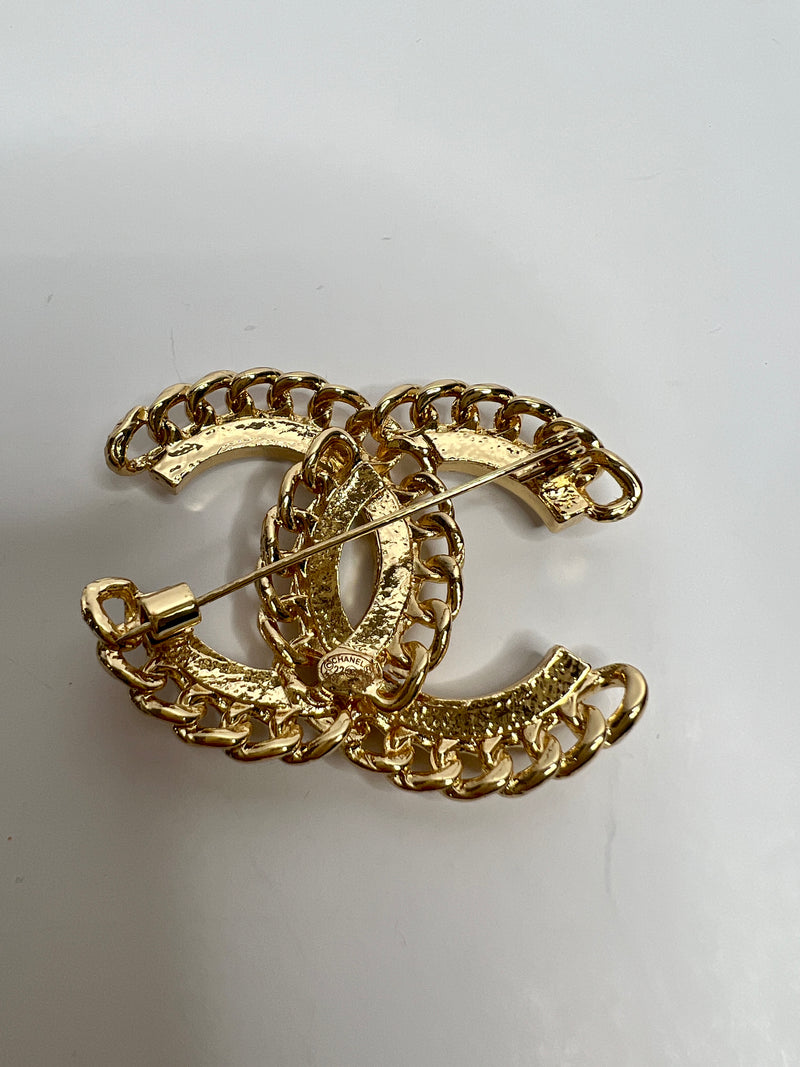 Chanel Gold Crystal Brooch