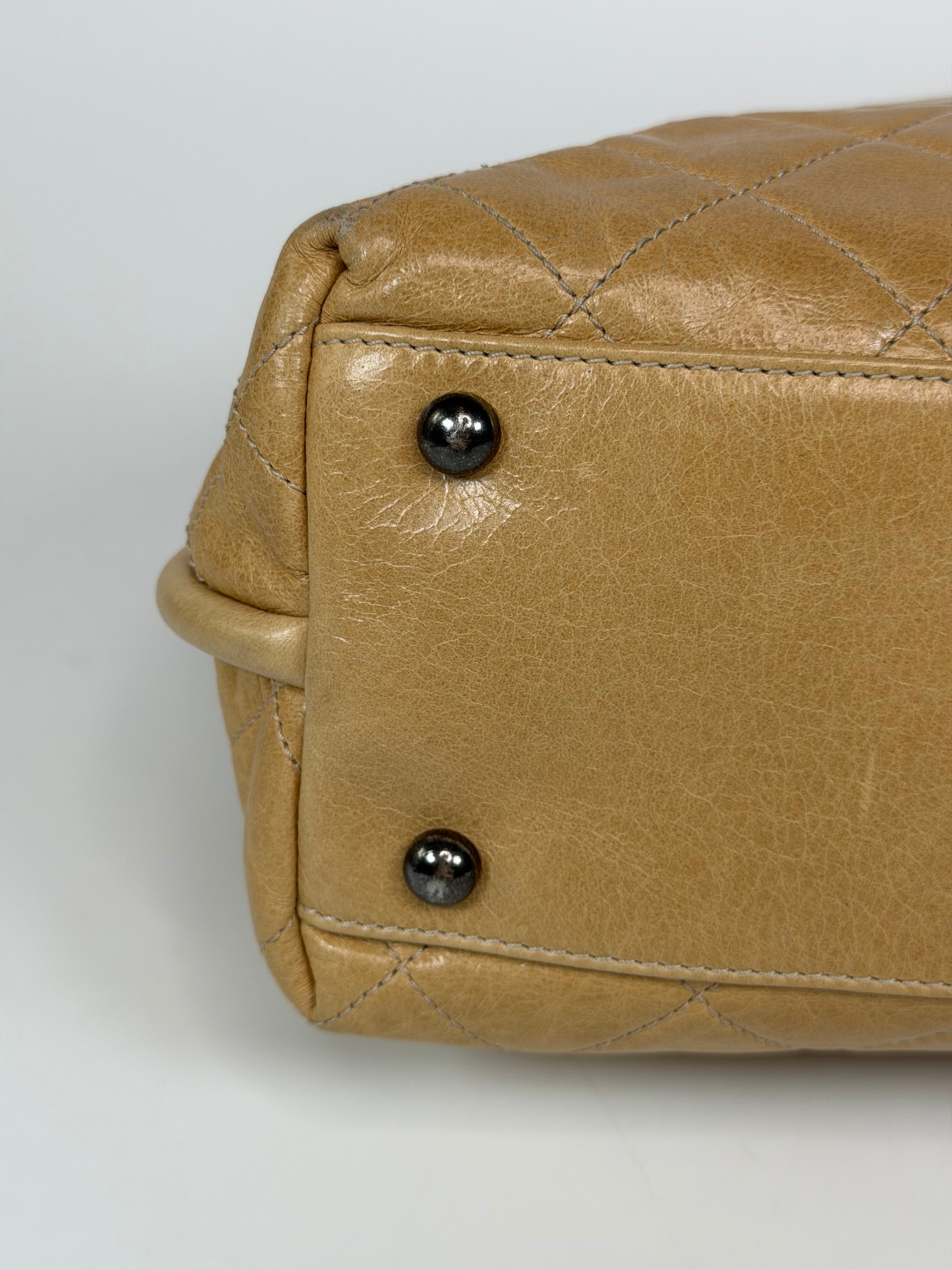 Chanel Large 31 Flap Bag In Beige Calfskin With Ruthenium Hardware. Authentic and preloved in very good condition. Insured next day delivery. Verified by Luxe cheshire