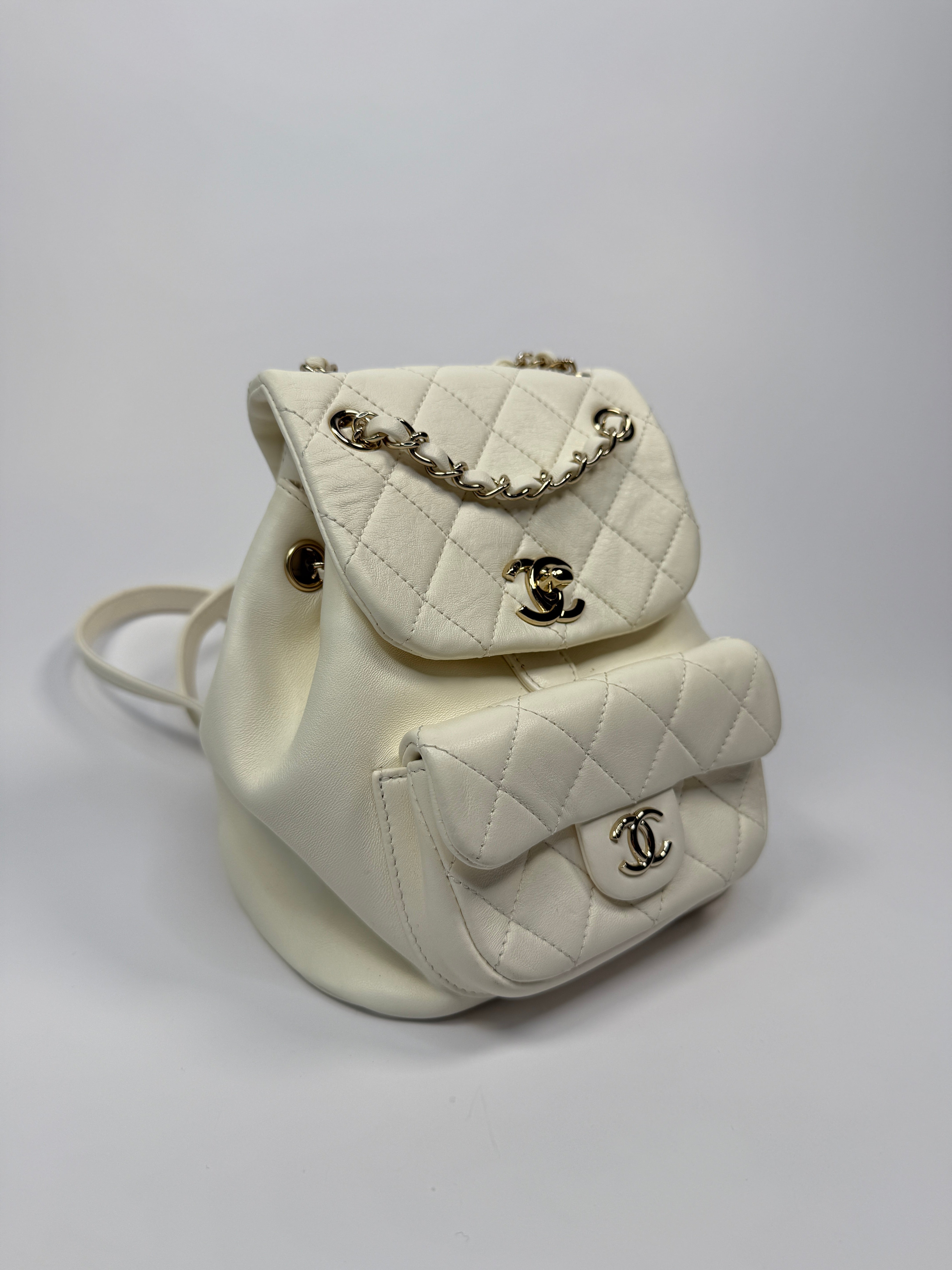 Chanel Duma Backpack In White Calfskin Leather With PGHW