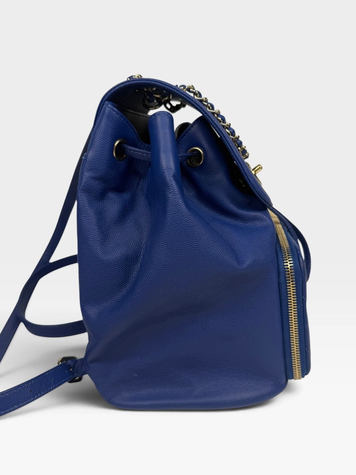 Chanel Affinity Backpack In Blue Caviar Leather With Gold Hardware. 100% authentic and pre loved in excellent condition. 
