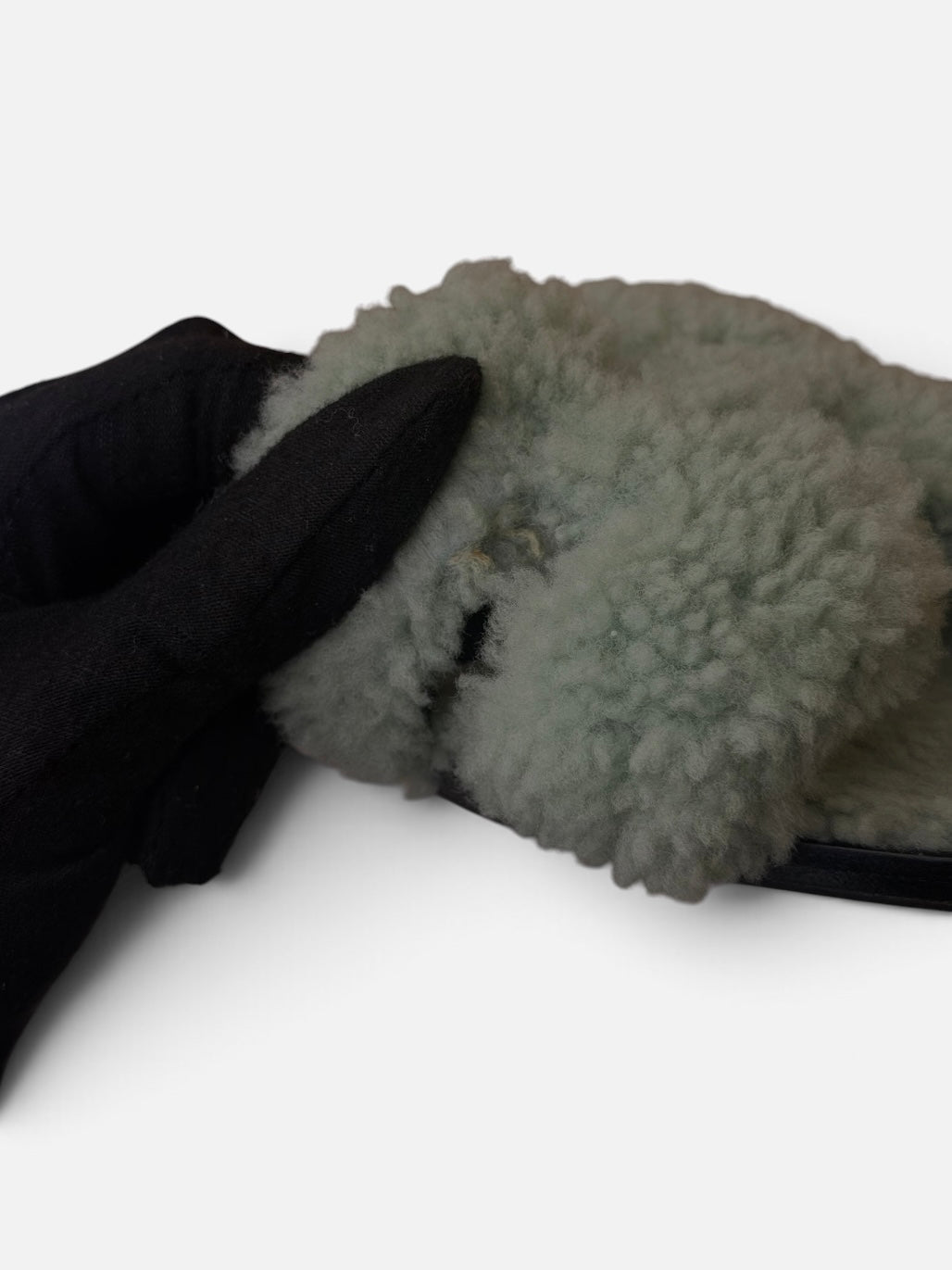 Hermès Oran Sandals in Vert D'Eau Teddy Shearling (Size 37 /UK 4)