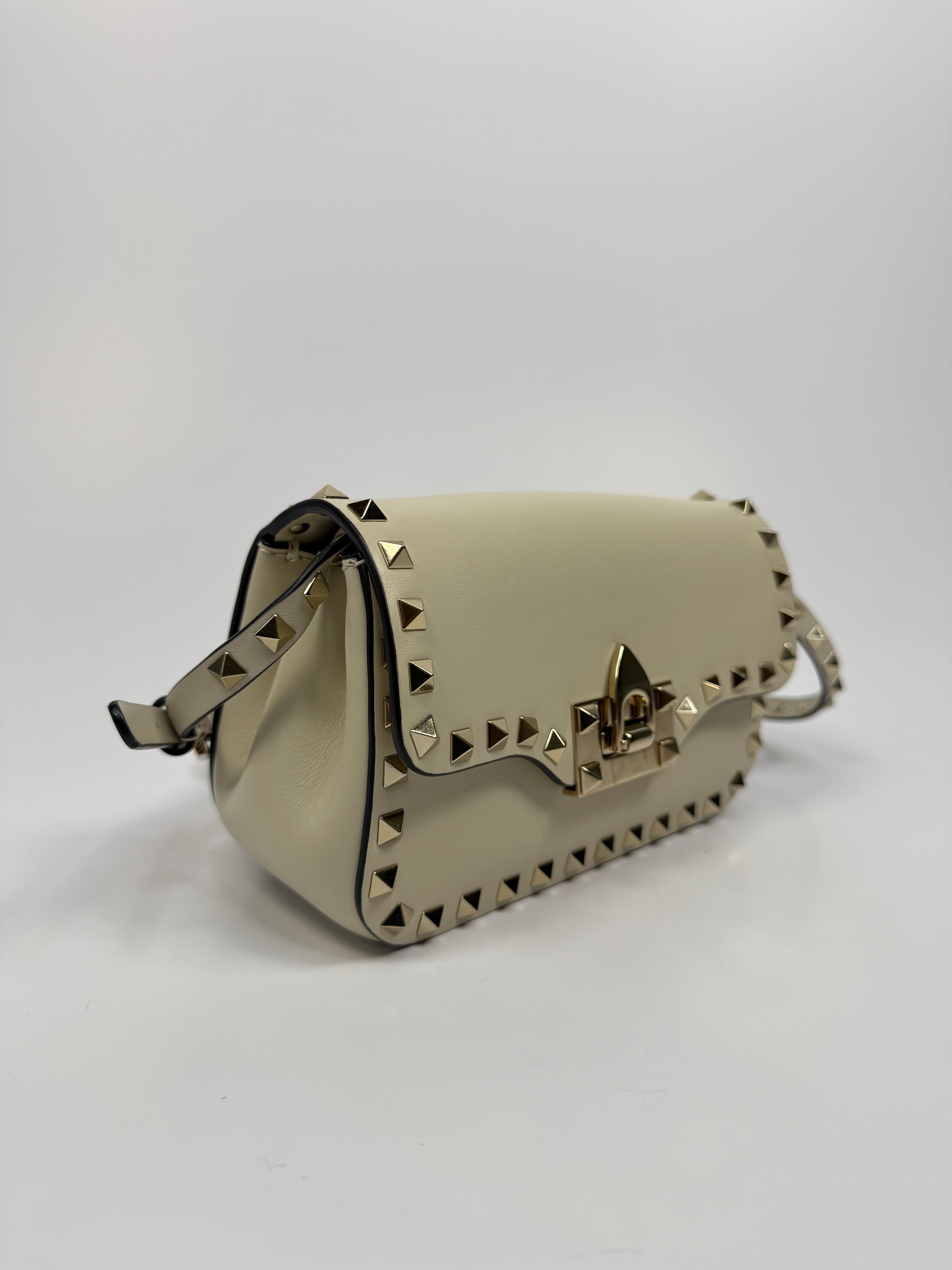 Valentino Garavani Ivory Rockstud Lock Bag