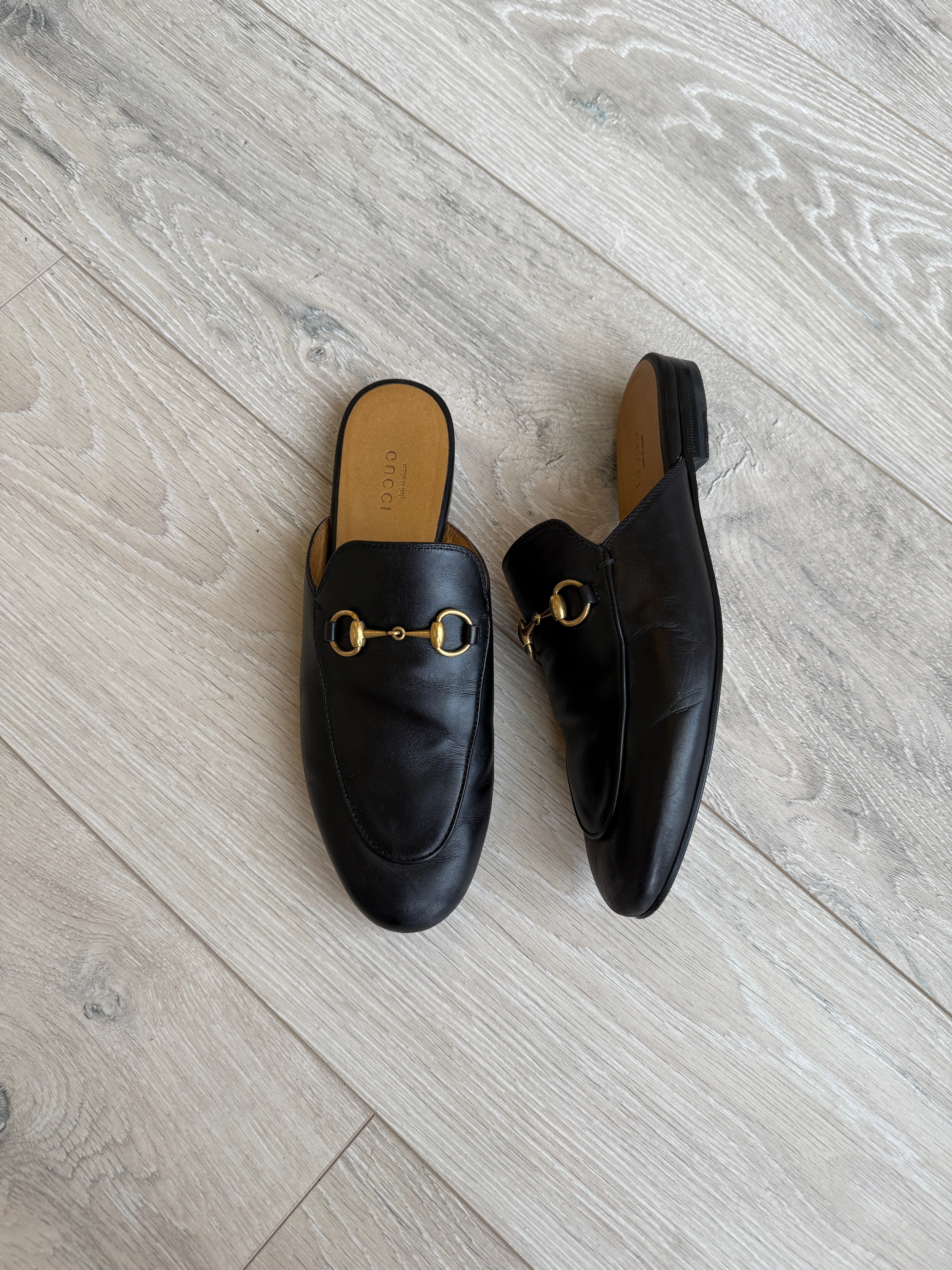 Gucci Princetown Mules In Black Leather (Size 37.5/UK4.5)