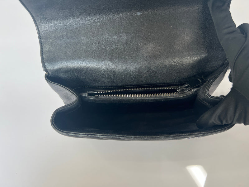 Saint Laurent Black Matelassé Leather Medium College Top Handle Bag