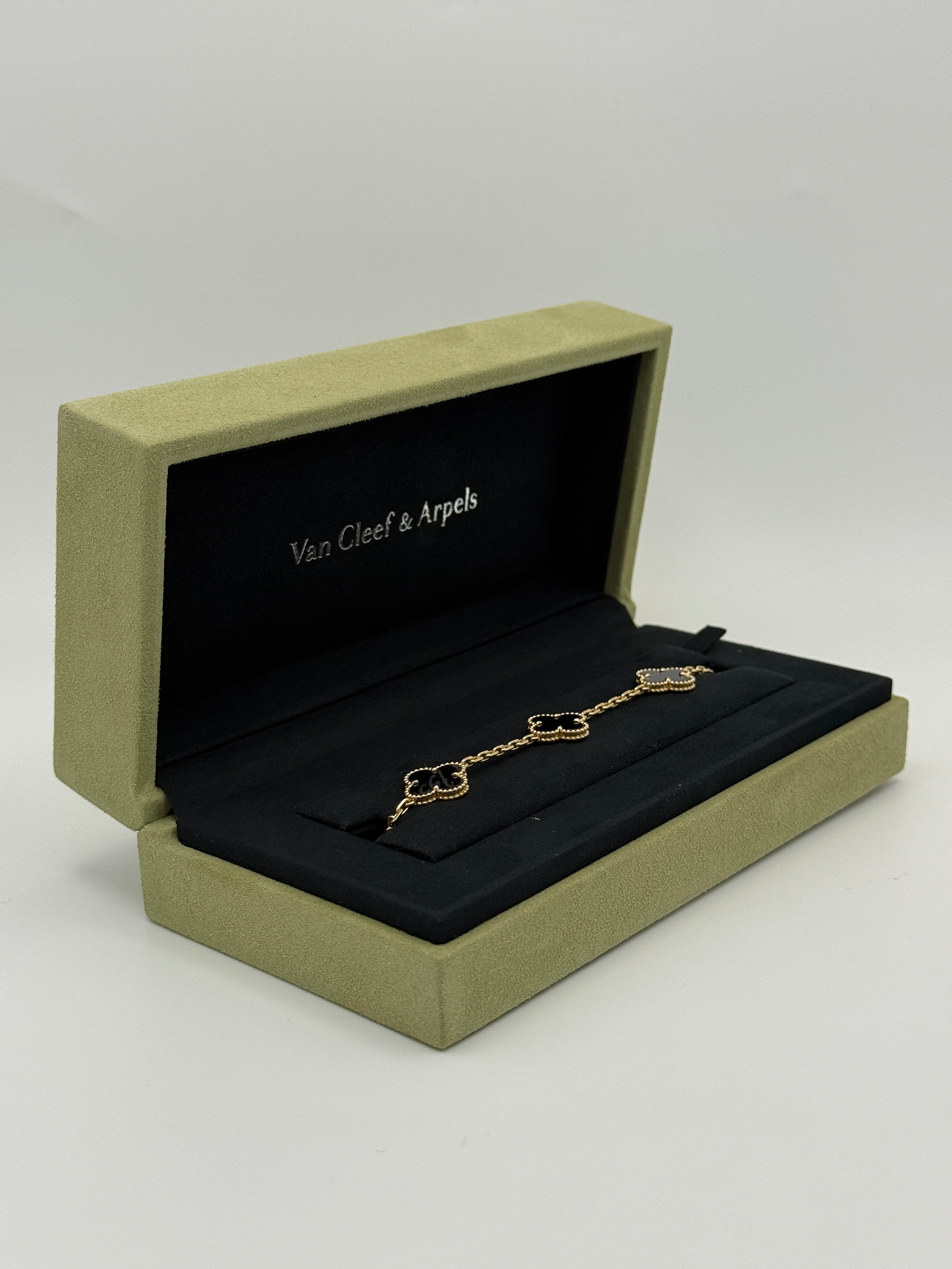 Van Cleef & Arpels Vintage Alhambra Bracelet, 5 Motifs Onyx