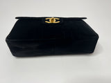 Chanel Black Velvet Jumbo Vintage Flap Bag