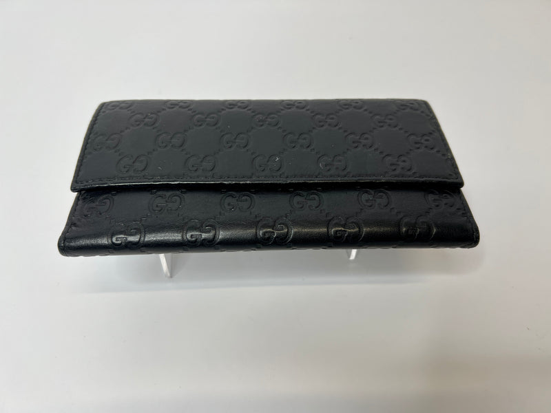 Gucci Black Leather GG Embossed Wallet