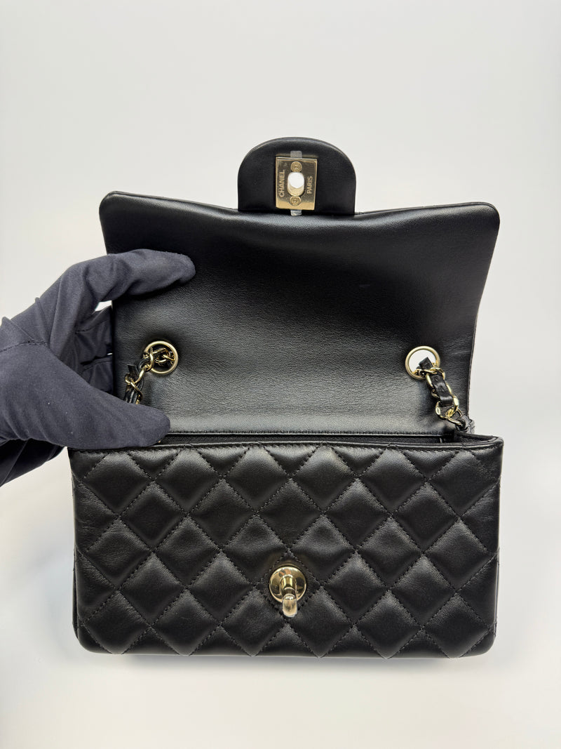 Chanel Mini Rectangle In Black Lambskin With PGHW
