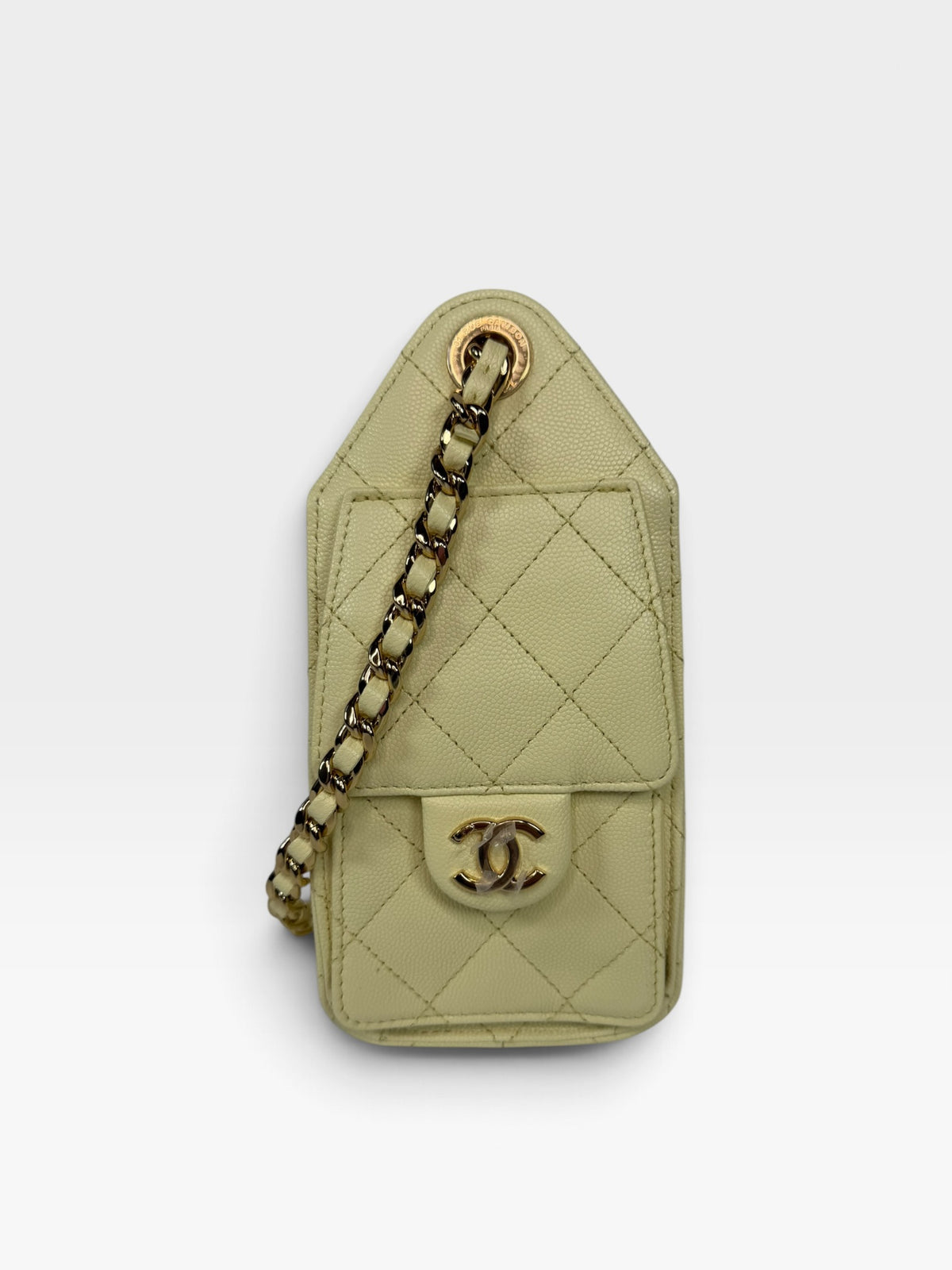 Chanel 25 Micro In Yellow Caviar Leather with Gold Hardware. 100% authentic and preloved in new and unused condition
