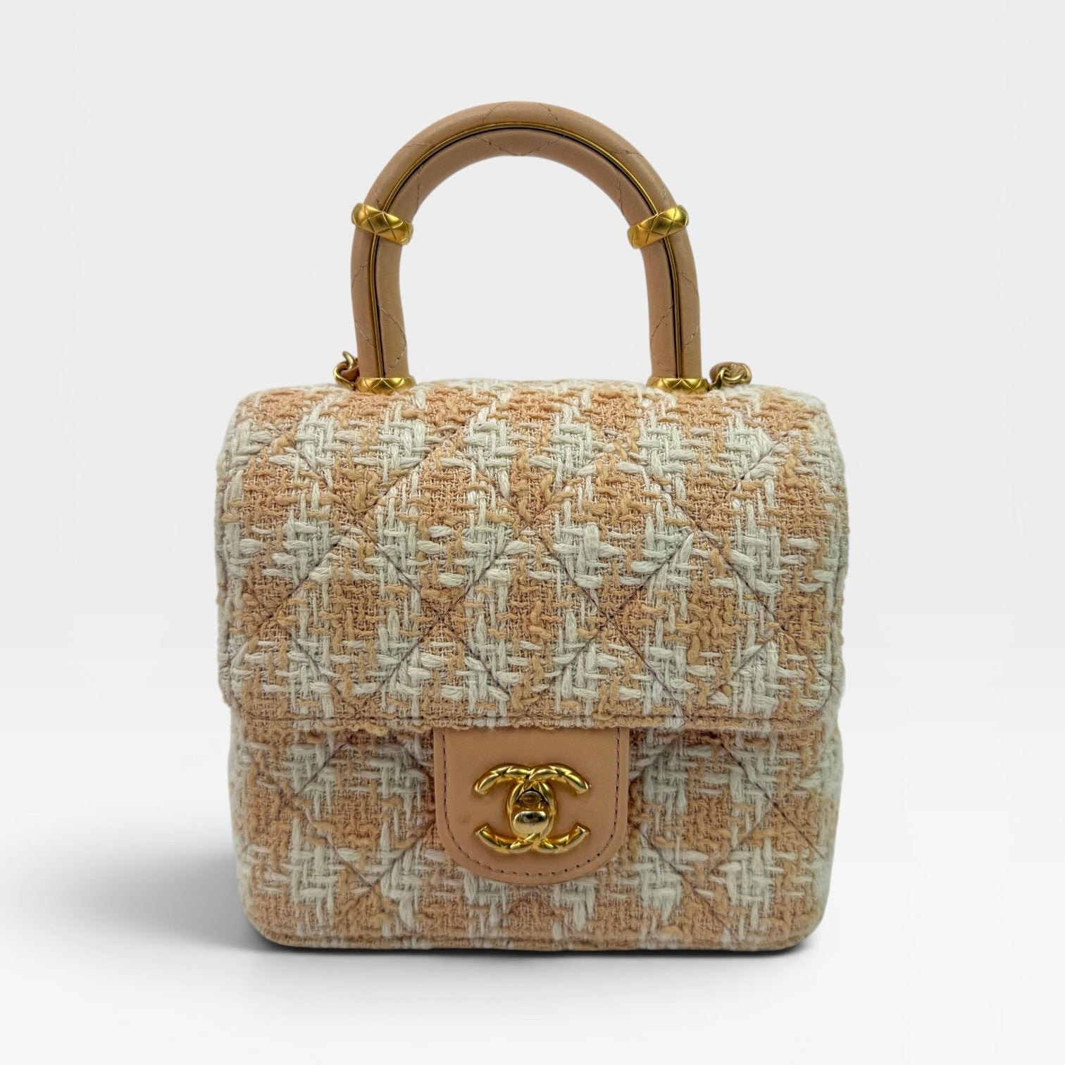 Chanel Mini Square Flap with Top Handle Antique Gold Hardware