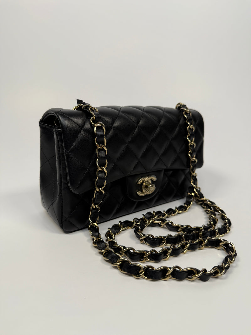 Chanel Mini Rectangle In Black Lambskin With PGHW