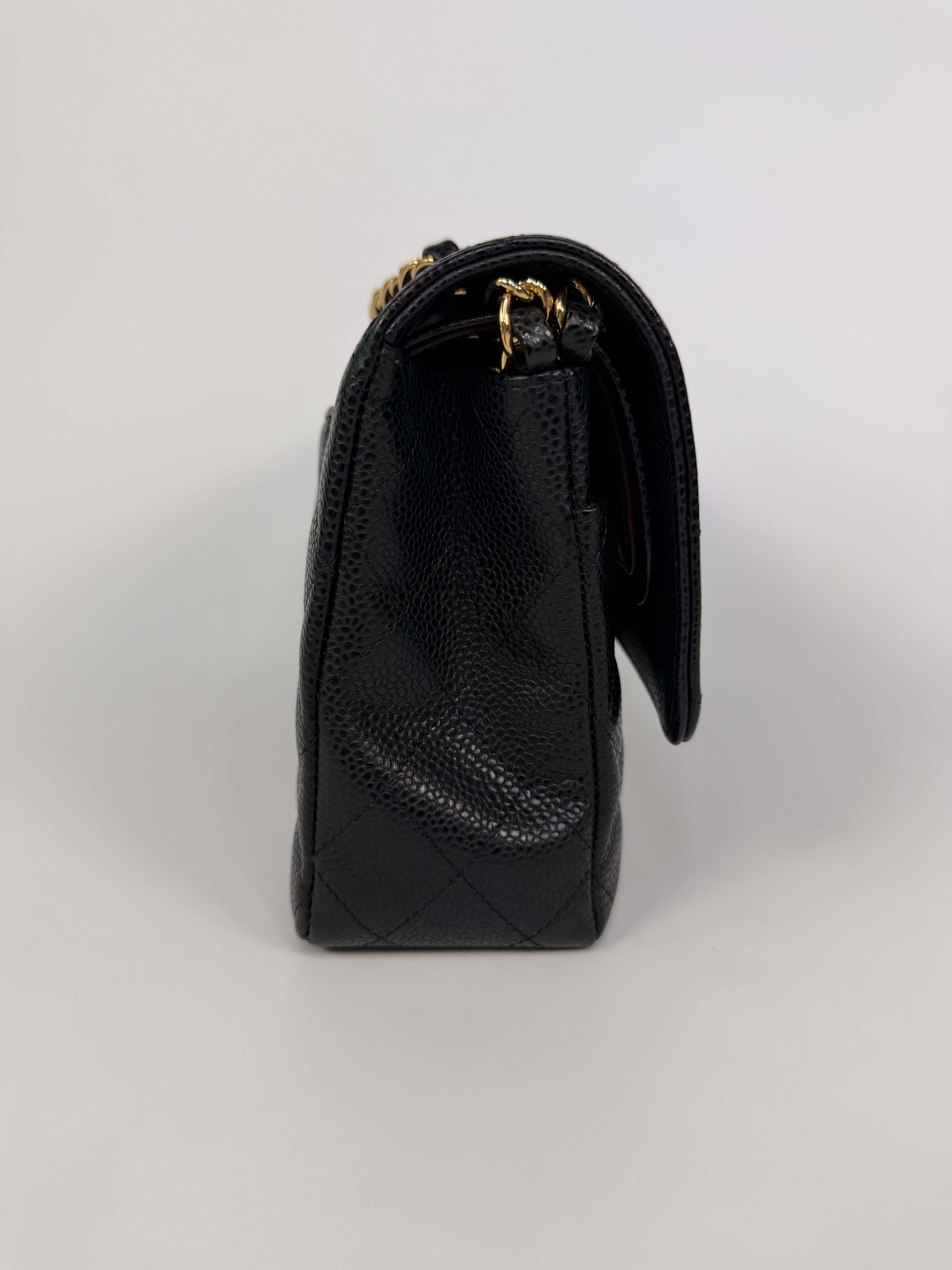 Chanel Medium Classic Double Flap Black Caviar Leather With Gold Hardware