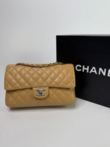 Chanel Medium Classic Double Flap Beige Lambskin With SHW