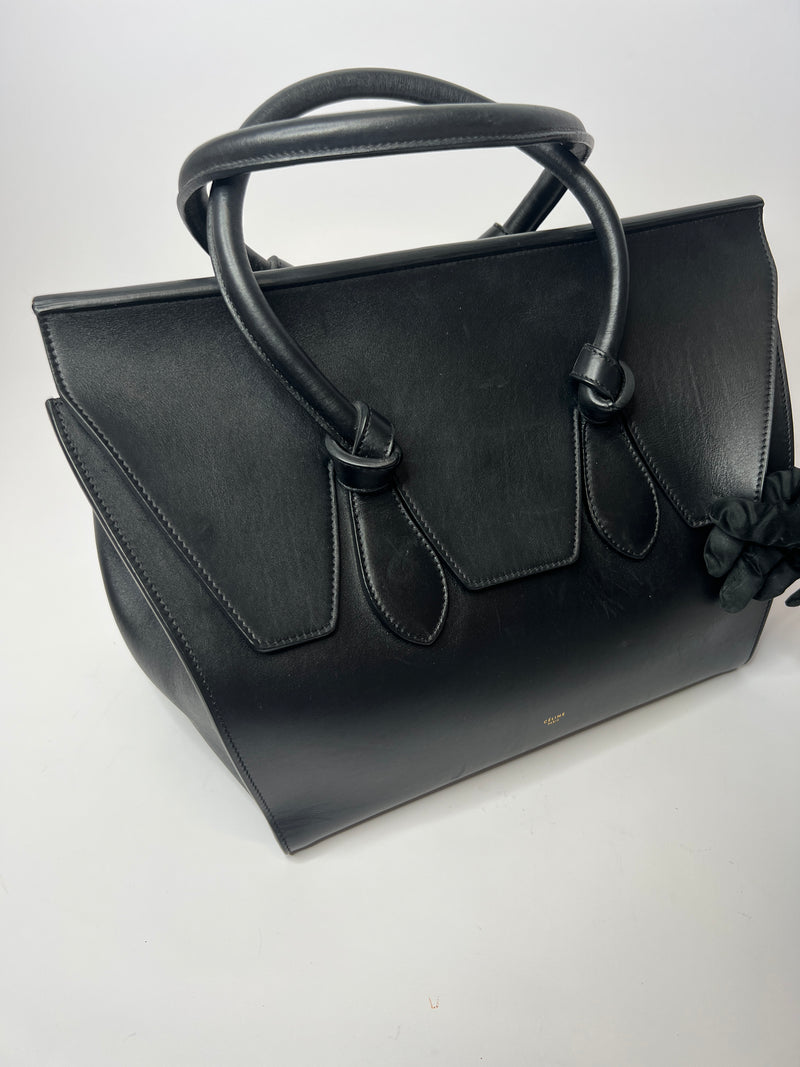 Celine Large Tie Bag In Black Leather
