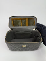 Chanel Vanity Rectangular with Top Handle Grey Lambskin GHW