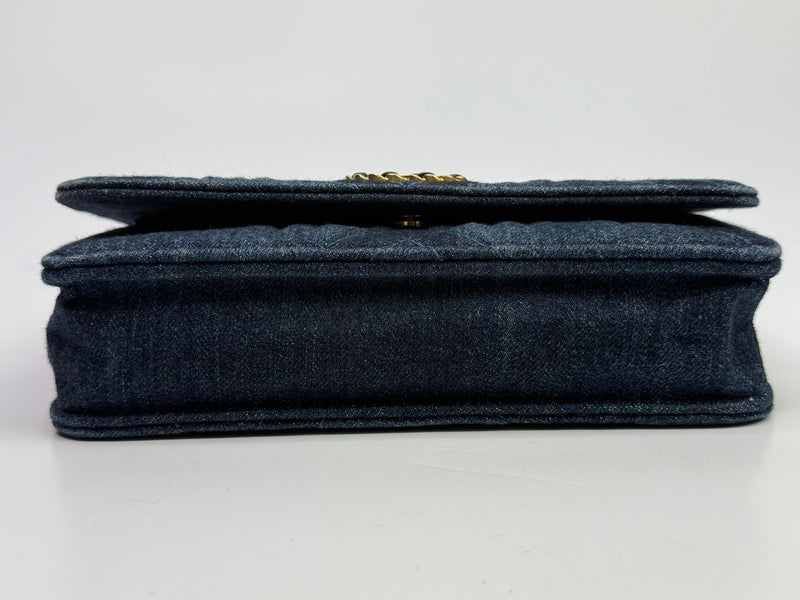 Chanel Denim Quilted 19 Wallet On Chain