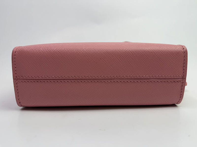 Prada Mini Tote In Pink Saffiano Leather
